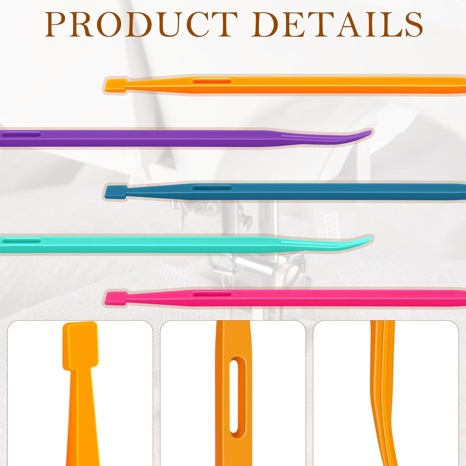Drawstring Threader Tool,5Pcs Purple Thang Sewing Tool with Storage Bag Plastic Sewing Stiletto Tool Rope Threader Multifunctional Sewing Accessories for Craft Quilting Supplies - Image 3