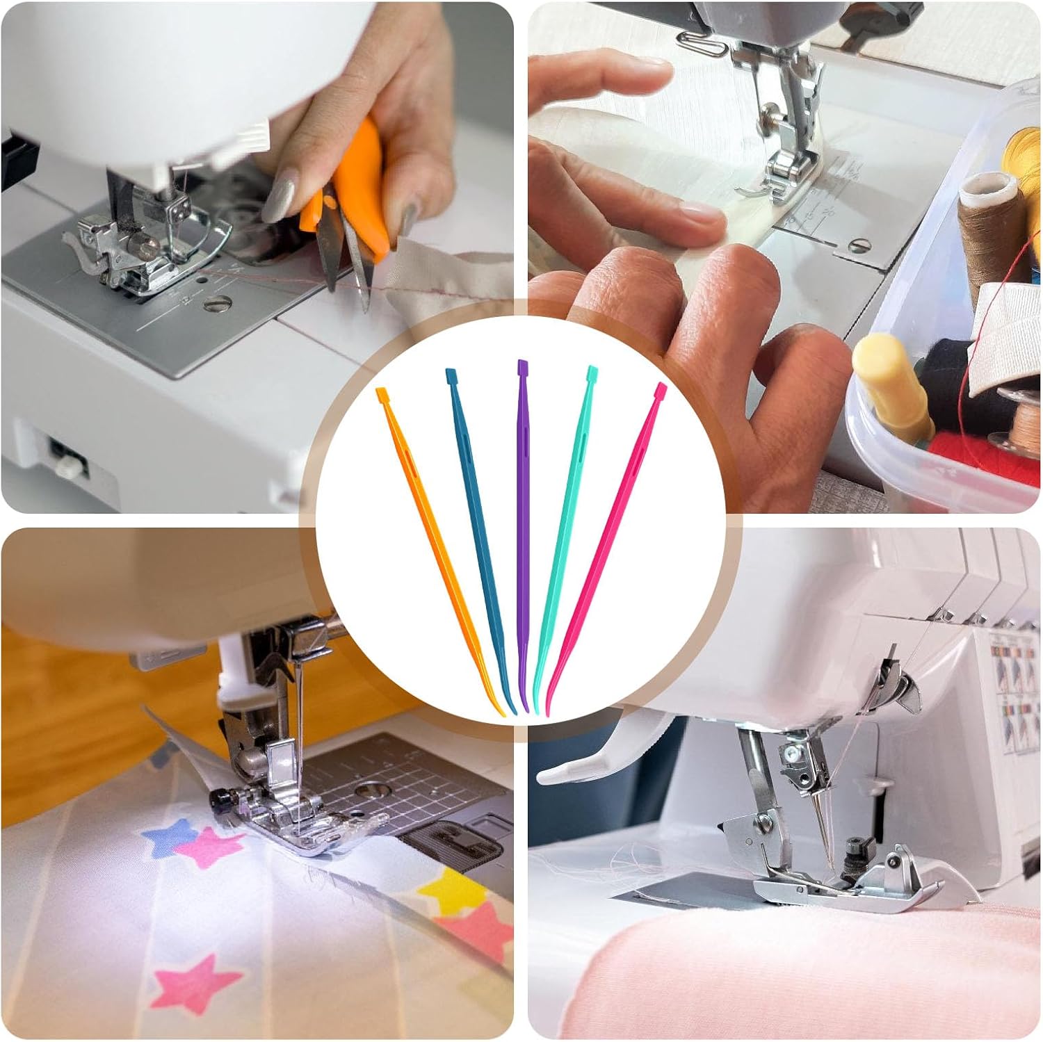 Drawstring Threader Tool,5Pcs Purple Thang Sewing Tool with Storage Bag Plastic Sewing Stiletto Tool Rope Threader Multifunctional Sewing Accessories for Craft Quilting Supplies - Image 7