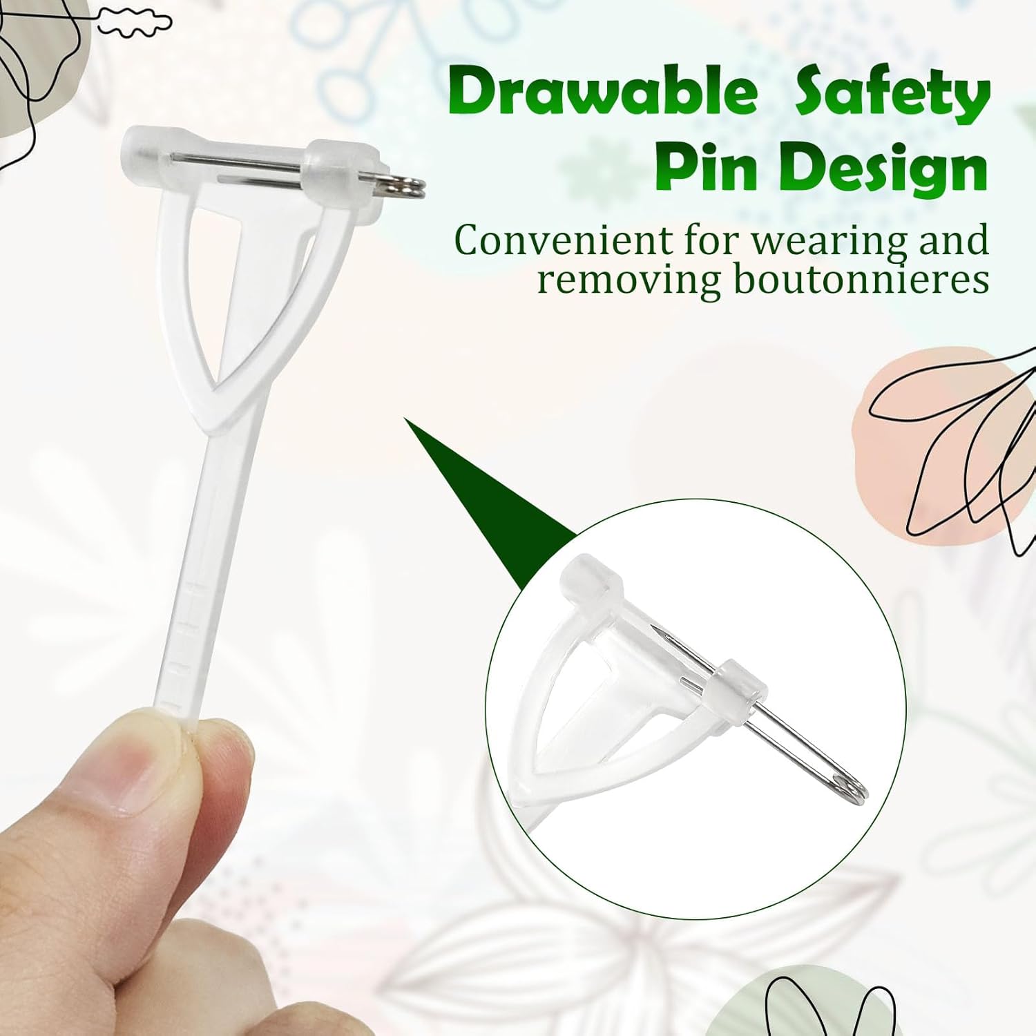 20Pcs Boutonniere Pins,Plastic Corsage Clips T-Shaped Boutonniere Clips for Weddings,Birthday,Festivals Floral Arrangement Fasteners for Suits,Formal Wear(White) - Image 3