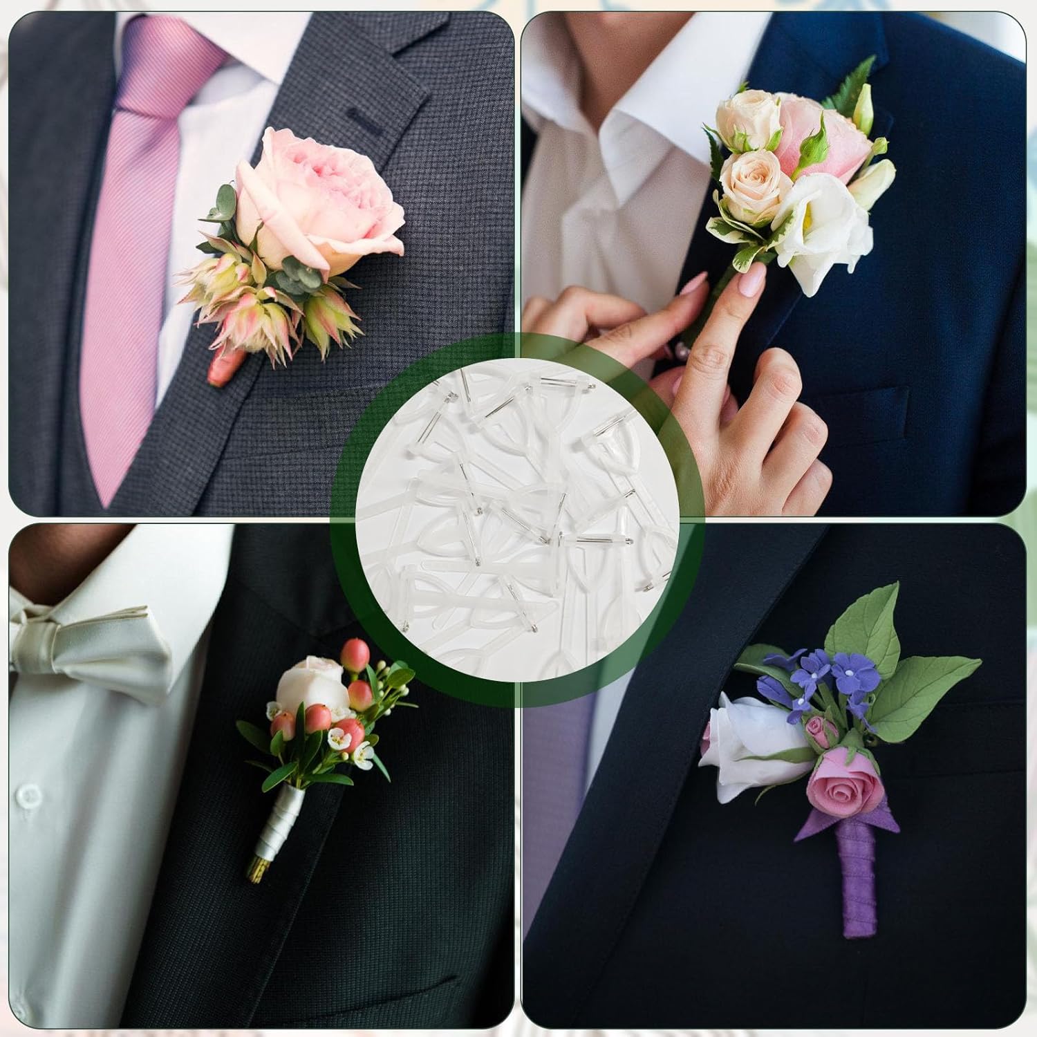 20Pcs Boutonniere Pins,Plastic Corsage Clips T-Shaped Boutonniere Clips for Weddings,Birthday,Festivals Floral Arrangement Fasteners for Suits,Formal Wear(White) - Image 6