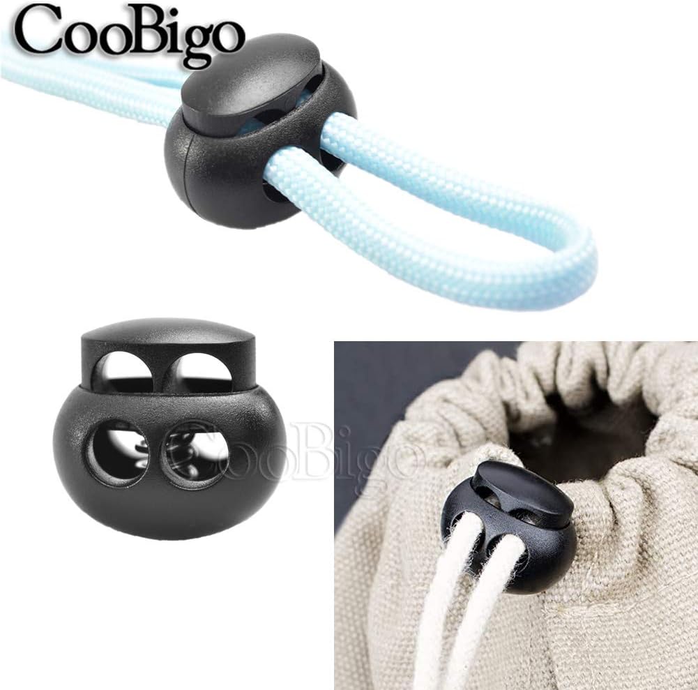 25pcs Spring Cord Lock End Stopper Fastener Slider Toggles Clip Double Hole Round Plastic for Drawstrings Lanyard Paracord Elastic Bungee Shock Cord Rope Shoe Lace Tie Locks Shoelace Lace Lock - Image 8