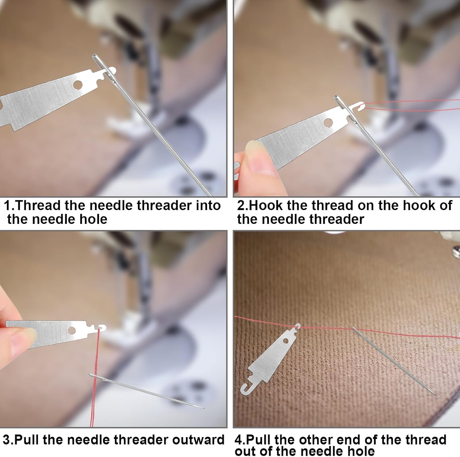 100 Pcs Stainless Steel Needle Threaders,Needle Threader for Hand Sewing Needle Threader Tool for Small and Large Eye Needle Sewing Needle Threader for Cross Stitch Embroidery Craft Knitting - Image 3