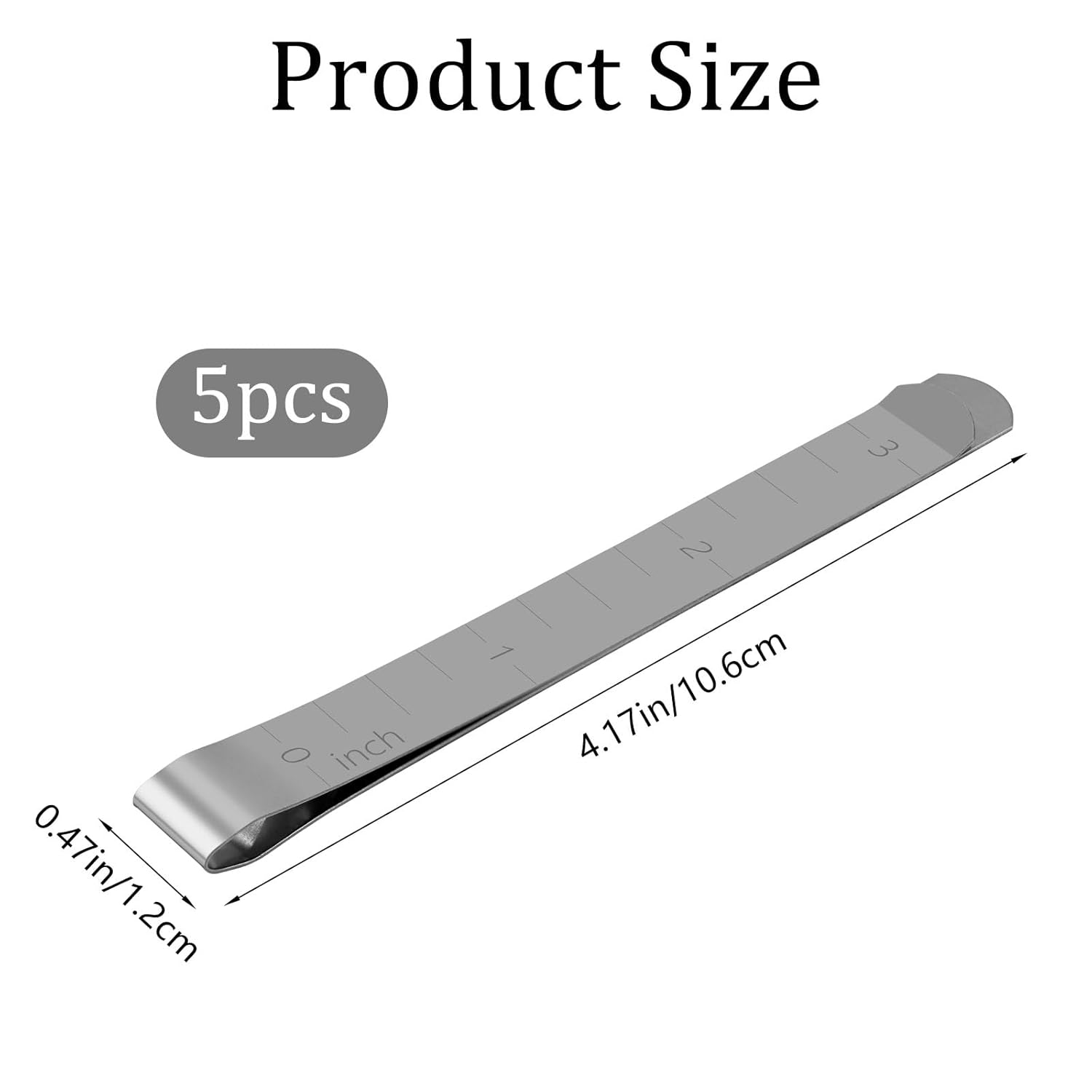 5Pcs Sewing Clips,Stainless Steel Hemming Clips with 3 Inch Scale Sewing Ruler Metal Sewing Clip for Fabric and Quilting Pinning and Marking Accessories Sewing Supplies - Image 2