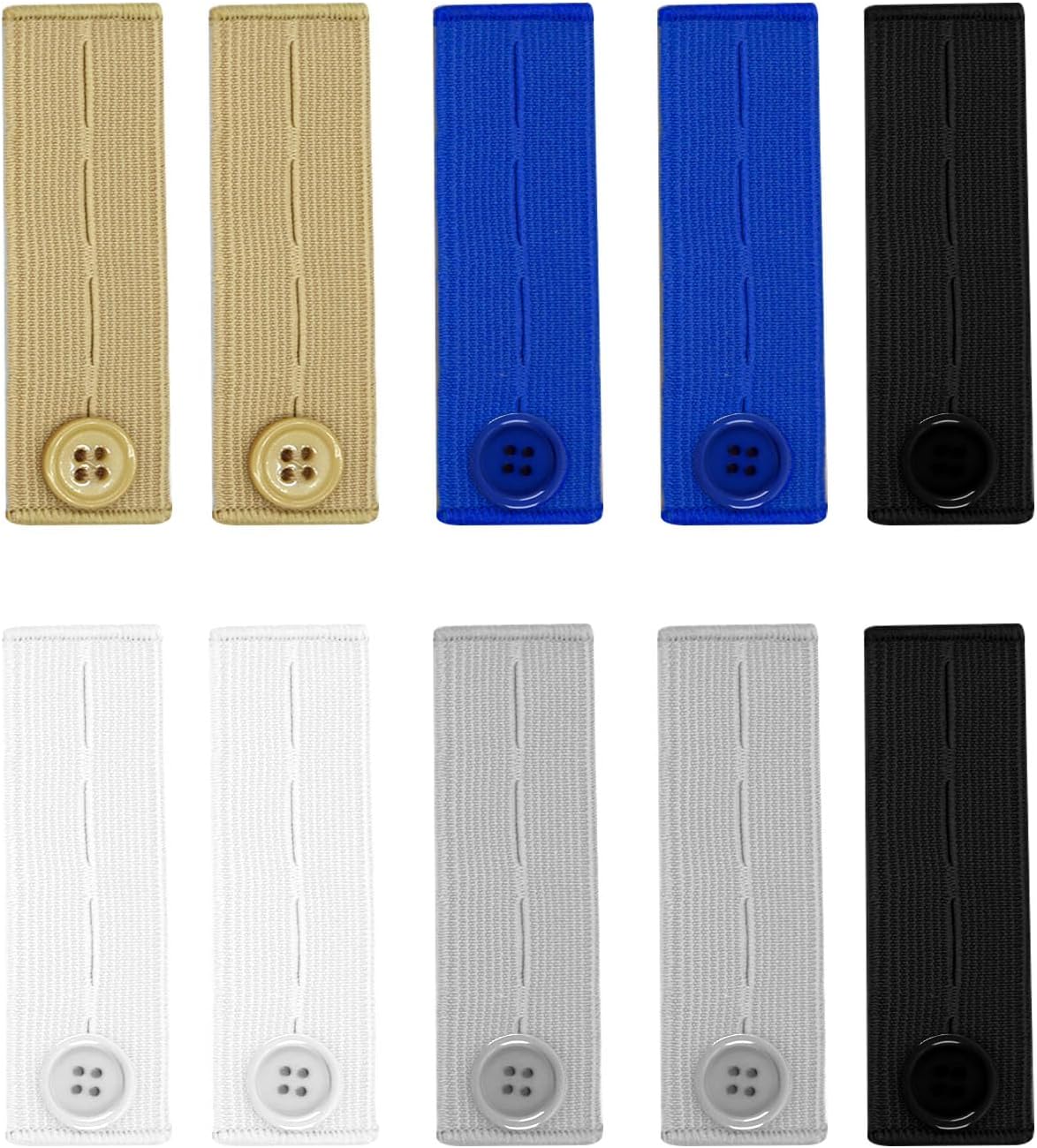 10Pcs Button Extenders for Jeans,Waistband Extenders for Women Men Pants Elastic Band Pants Button Extender Adjustable Waistband Extenders No Sew Jeans Waist Extension(5 Colors) - Image 1