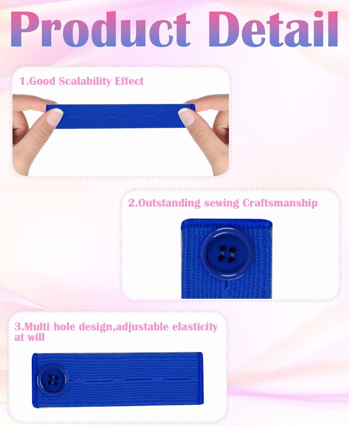 10Pcs Button Extenders for Jeans,Waistband Extenders for Women Men Pants Elastic Band Pants Button Extender Adjustable Waistband Extenders No Sew Jeans Waist Extension(5 Colors) - Image 3