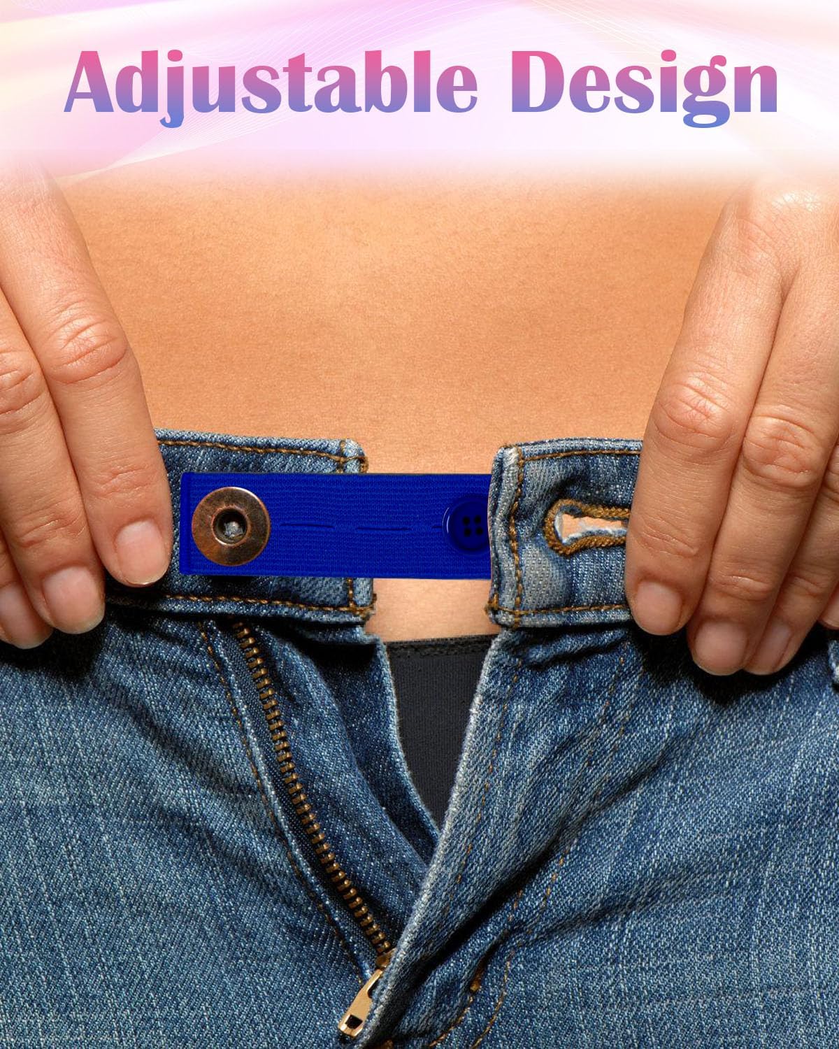 10Pcs Button Extenders for Jeans,Waistband Extenders for Women Men Pants Elastic Band Pants Button Extender Adjustable Waistband Extenders No Sew Jeans Waist Extension(5 Colors) - Image 4
