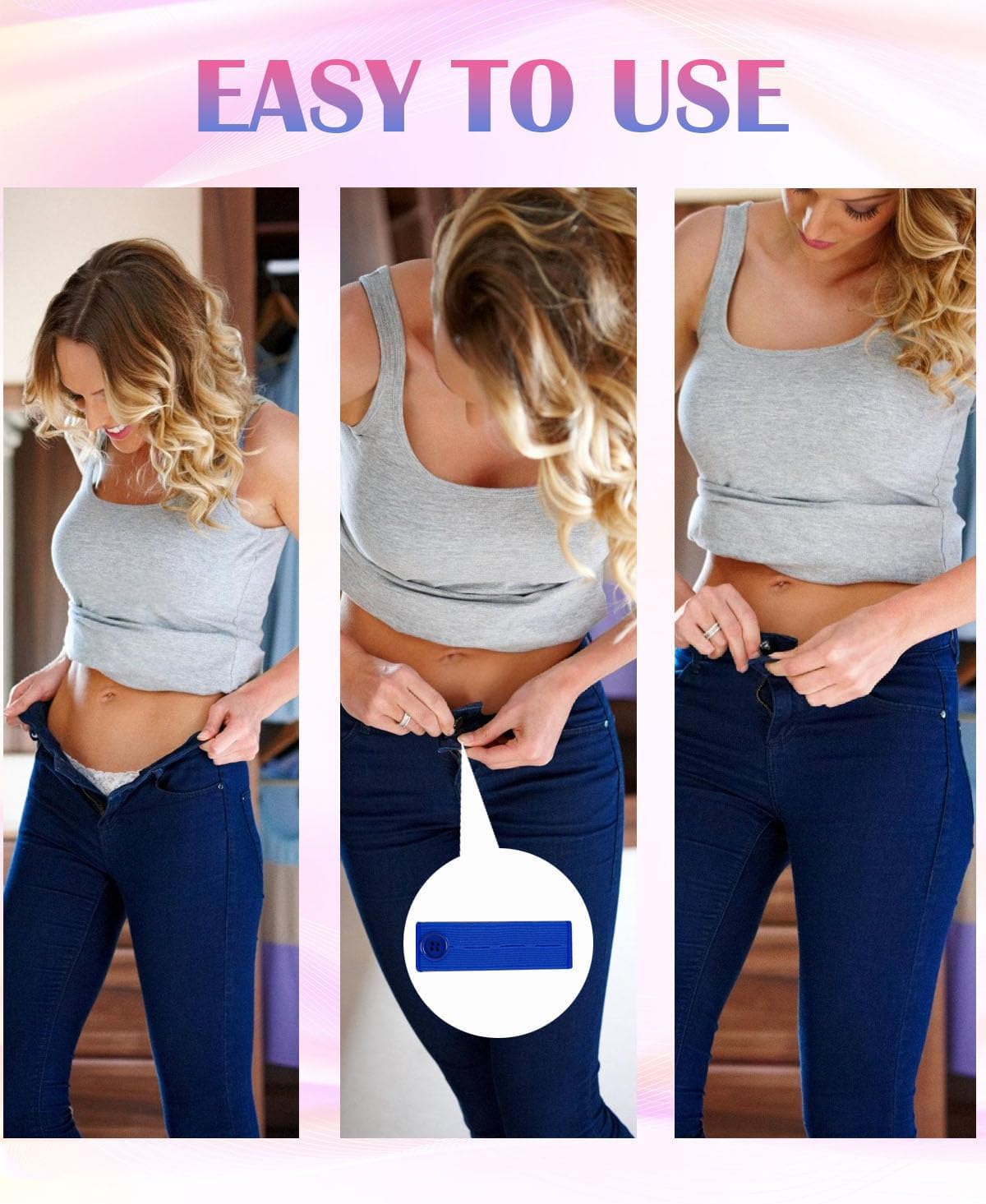 10Pcs Button Extenders for Jeans,Waistband Extenders for Women Men Pants Elastic Band Pants Button Extender Adjustable Waistband Extenders No Sew Jeans Waist Extension(5 Colors) - Image 5