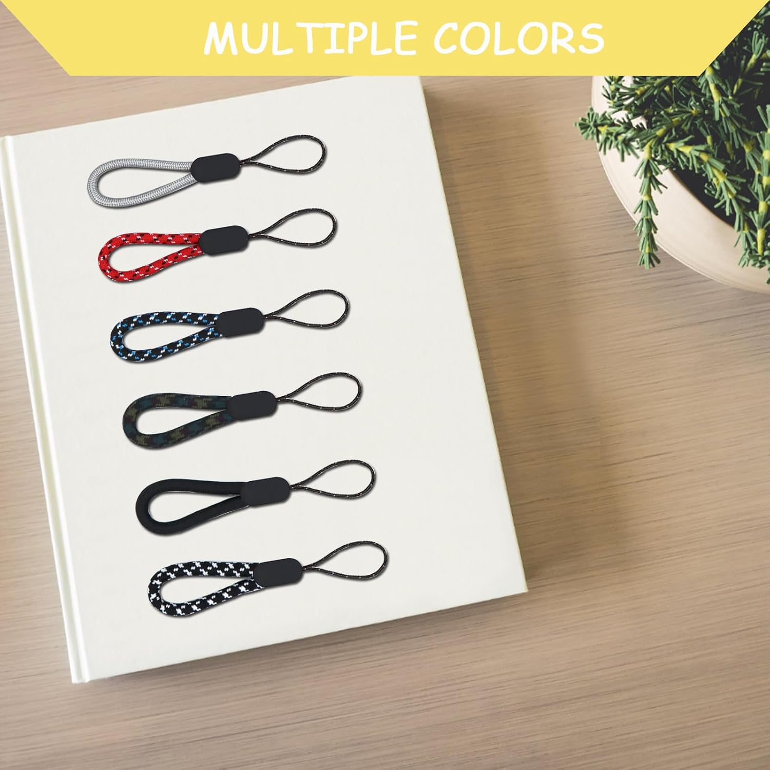 Finger Lanyard, 12 Pcs Short Wrist Lanyard 4.72in Nylon Hand Strap Keychain (6 Colors) - Image 3