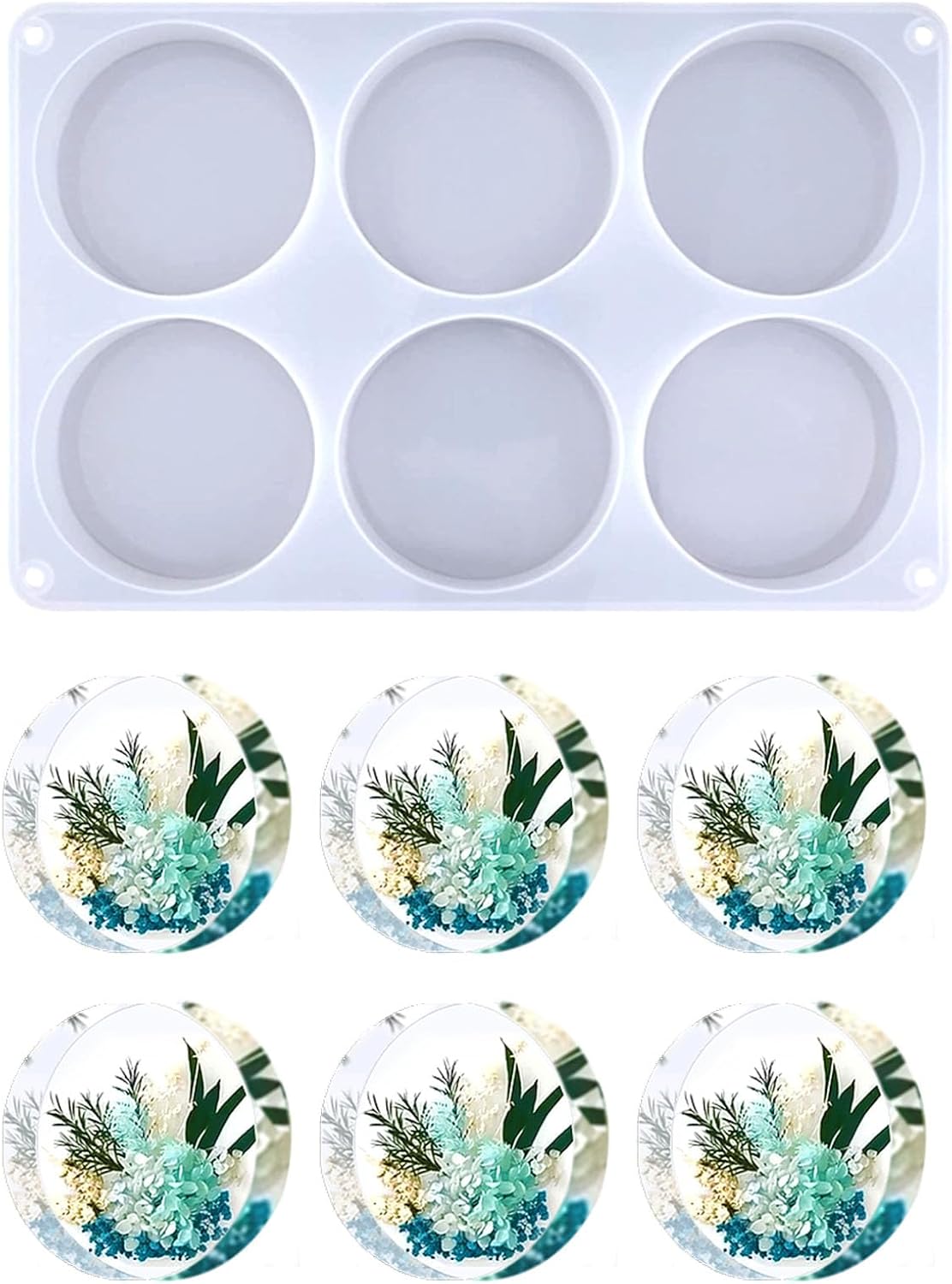 Resin Coaster Molds,6 Cavity Resin Molds Silicone Extra Deep Round Coaster Molds for Epoxy Resin,Resin Molds for Flowers Preservation,Art Casting,Cups Mats,DIY Crafts - Image 1