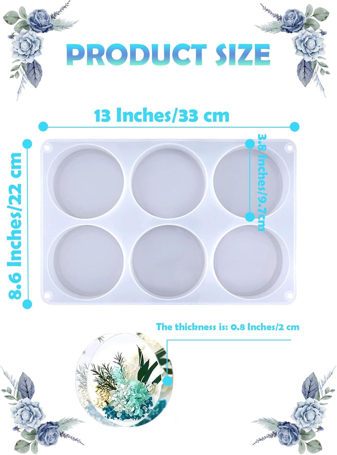 Resin Coaster Molds,6 Cavity Resin Molds Silicone Extra Deep Round Coaster Molds for Epoxy Resin,Resin Molds for Flowers Preservation,Art Casting,Cups Mats,DIY Crafts - Image 2