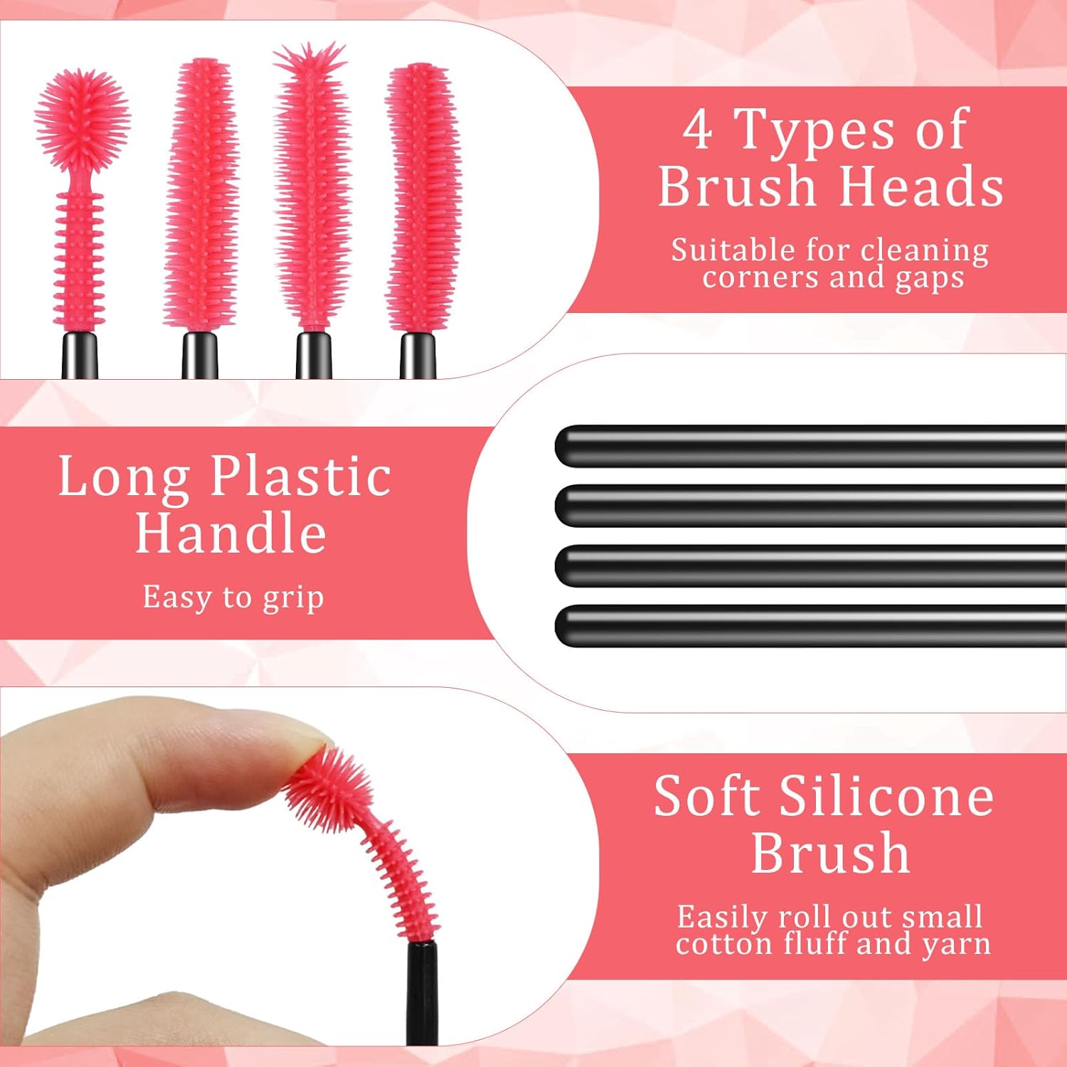 20Pcs Sewing Machine Cleaning Brushes,4 Different Type Reusable Silicone Long Handle Dense Bristles Cleaning Tools for Sewing Machine Internal and Spool Area Machine Parts/Crevice/Dust Clean - Image 3