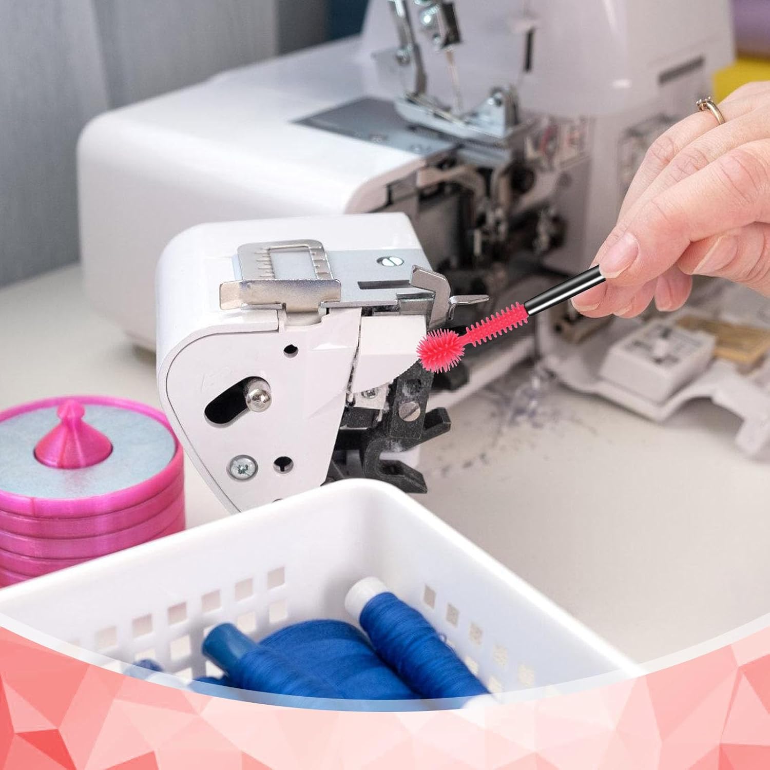 20Pcs Sewing Machine Cleaning Brushes,4 Different Type Reusable Silicone Long Handle Dense Bristles Cleaning Tools for Sewing Machine Internal and Spool Area Machine Parts/Crevice/Dust Clean - Image 6