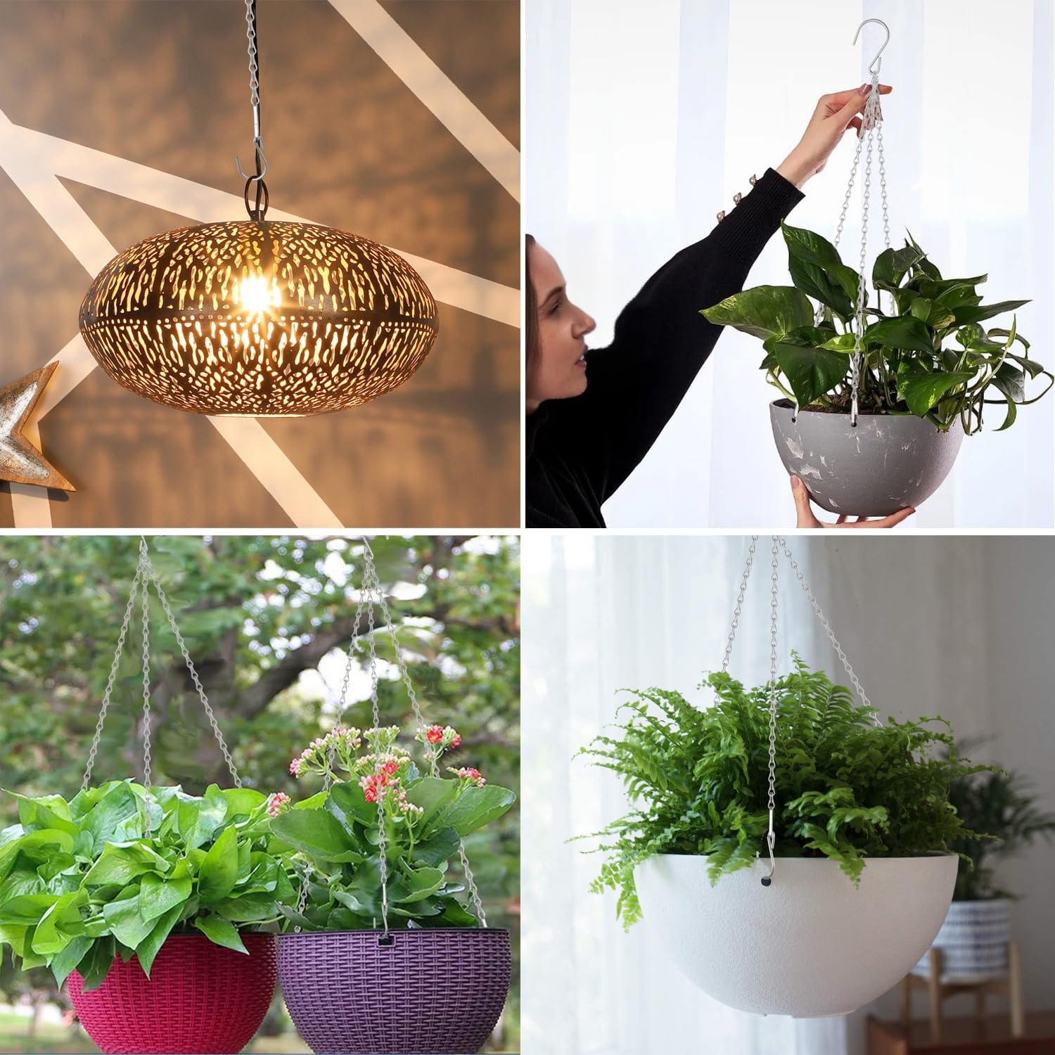 10 Pack SIL Storagehook Silver Hanging Chains with Hooks, Grow Lights Chain adjusable fit bird feeders for outdoors, Plant hanger indoor, Hanging Planter, Wind Chime, Pendant light, Christmas wreath - Image 5