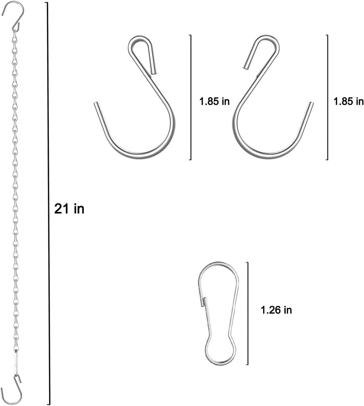 10 Pack SIL Storagehook Silver Hanging Chains with Hooks, Grow Lights Chain adjusable fit bird feeders for outdoors, Plant hanger indoor, Hanging Planter, Wind Chime, Pendant light, Christmas wreath - Image 6