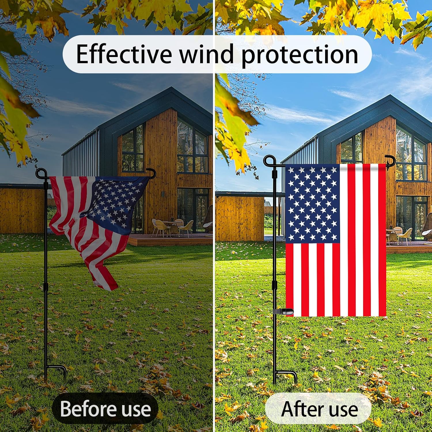 HOOSUN 10 Pack Garden Flags Clips And Stoppers,Tiger Clips For Garden Flag Holder,Rubber Stoppers Yard Flag Holder Clip for Small Flags Pole 4th of July Accessories - Image 6