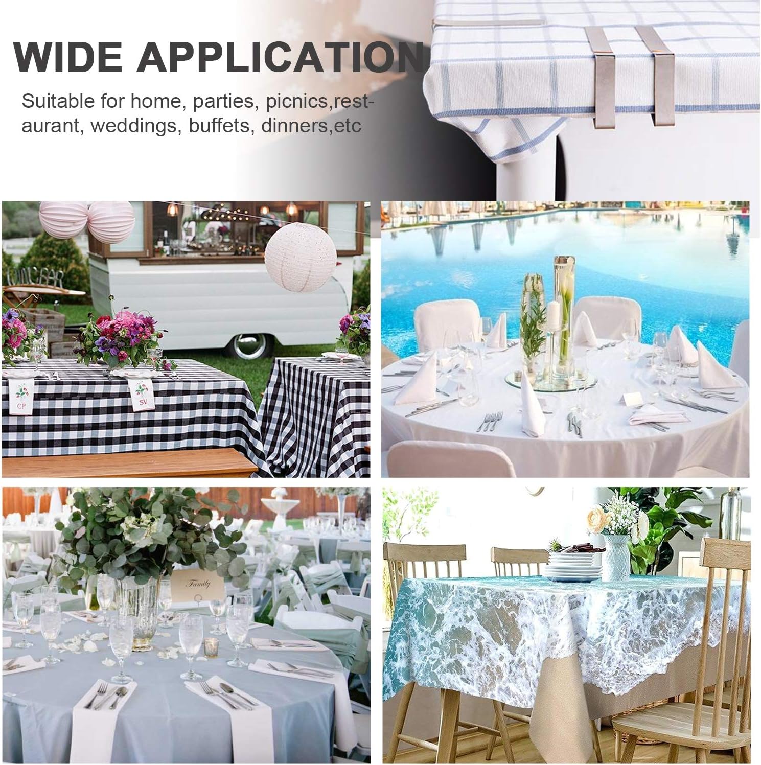 30 Packs Tablecloth Clips Table Cloth Holder Clips,Stainless Steel Outdoor Table Cloths Clip for Picnic Tables,Folding Tables,Clamps for Outdoor Tablecloths,Picnic Tablecover Clip for Party Wedding - Image 2
