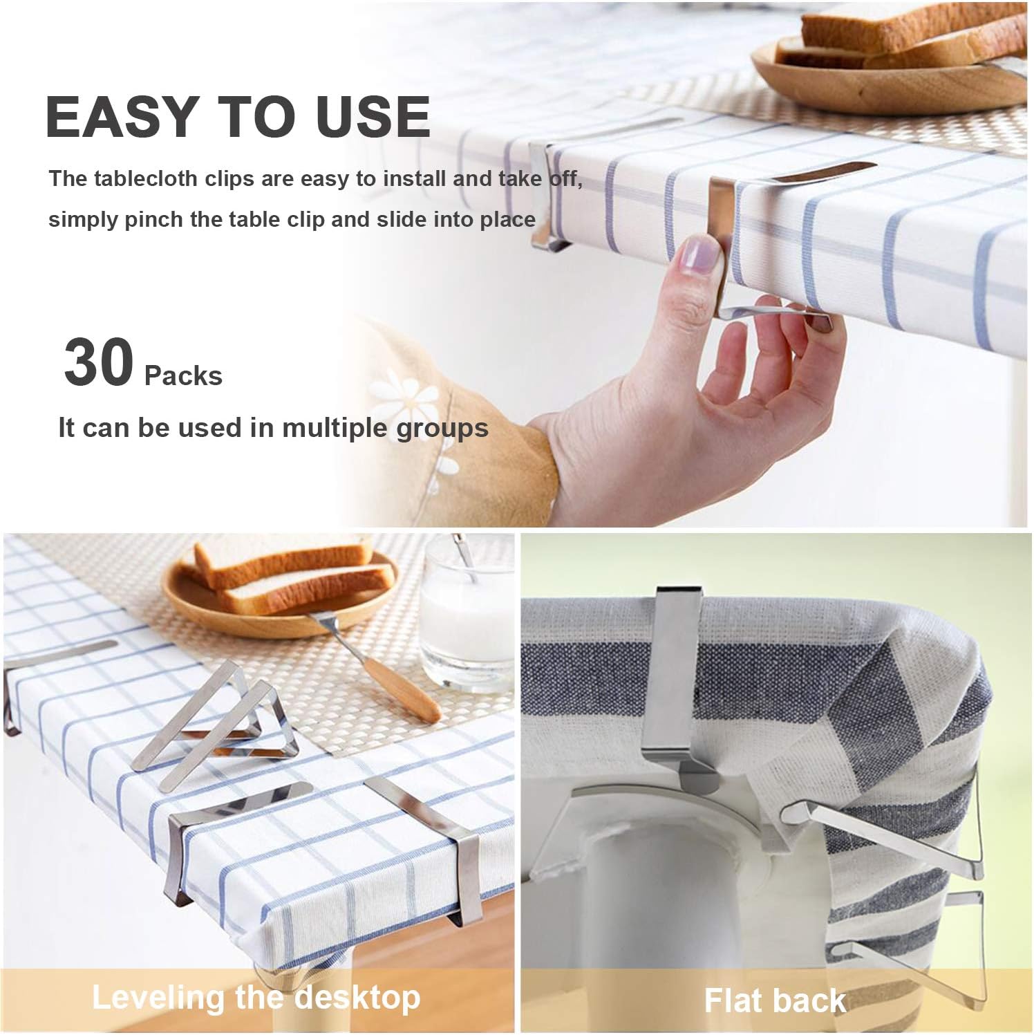 30 Packs Tablecloth Clips Table Cloth Holder Clips,Stainless Steel Outdoor Table Cloths Clip for Picnic Tables,Folding Tables,Clamps for Outdoor Tablecloths,Picnic Tablecover Clip for Party Wedding - Image 5