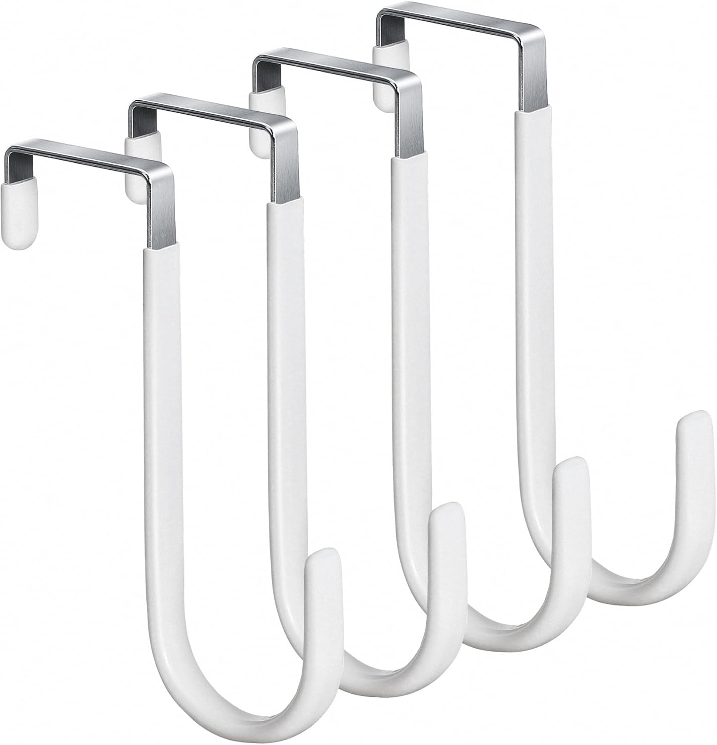 HOOSUN 4 Pack Over The Door Hooks,5 in Hooks for Hanging Heavy Duty Door Hanger,Towel Hanger Hook Holders,Over Door Hangers Hooks Door Hanger Hooks for Hanging Clothes,Towels,Hats,Coats,Bags (White) - Image 1