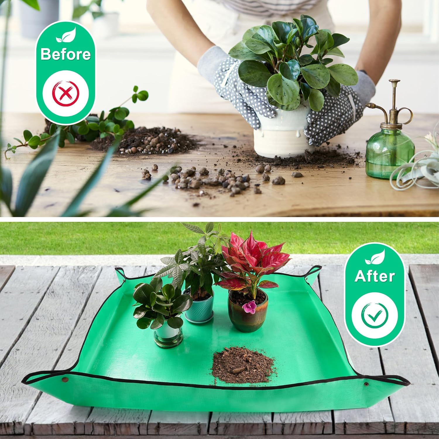 HOOSUN Repotting Mat for Indoor Plants,Portable Foldable Transplanting Potting Soil Tray,39.5