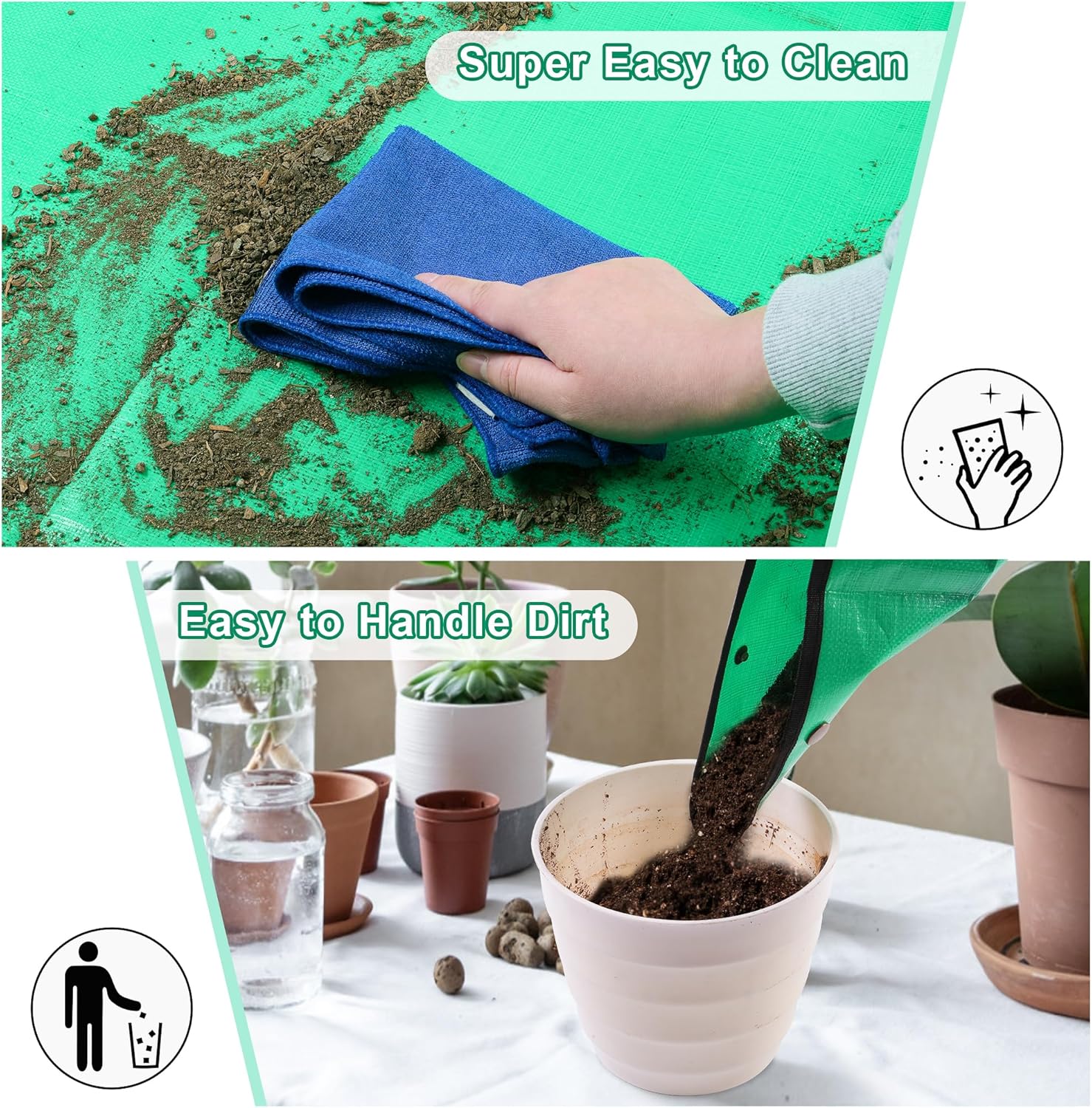 HOOSUN Repotting Mat for Indoor Plants,Portable Foldable Transplanting Potting Soil Tray,39.5