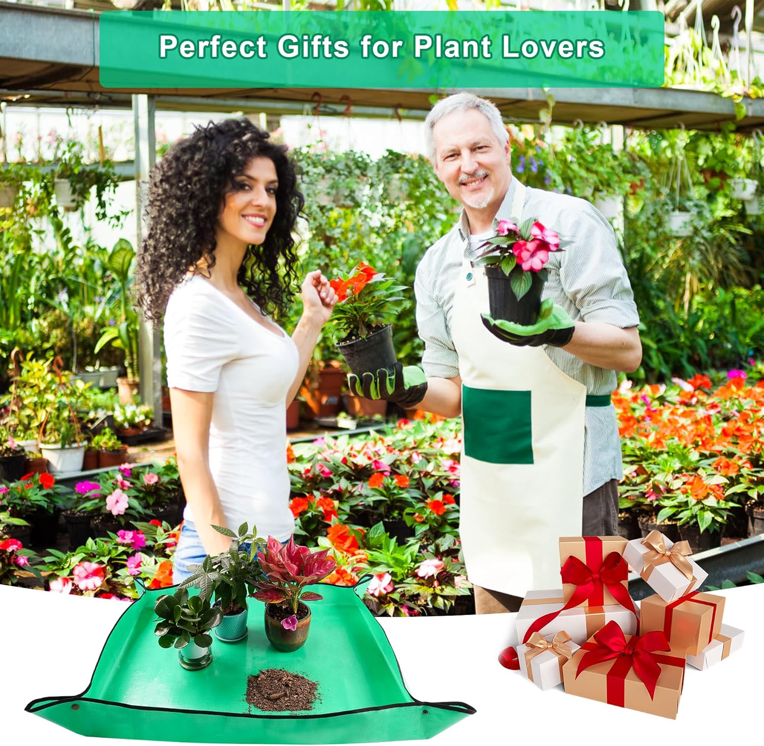HOOSUN Repotting Mat for Indoor Plants,Portable Foldable Transplanting Potting Soil Tray,39.5