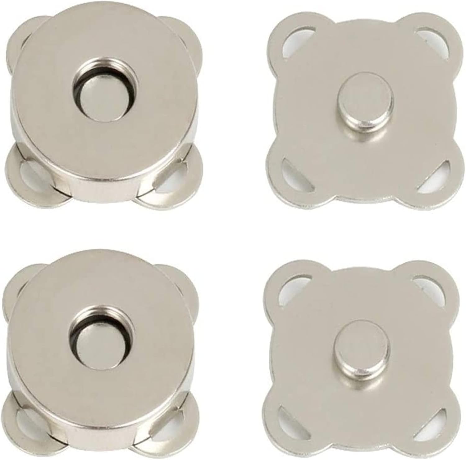 Magnetic Snaps Buttons Plum Magnetic Snap Closures for Purses Bags Clothes Handbags Scrapbooking,Magnetic Purse Closure Fasteners,Sewing on Magnetic Snaps for DIY Craft (15mm) (Silver) - Image 1