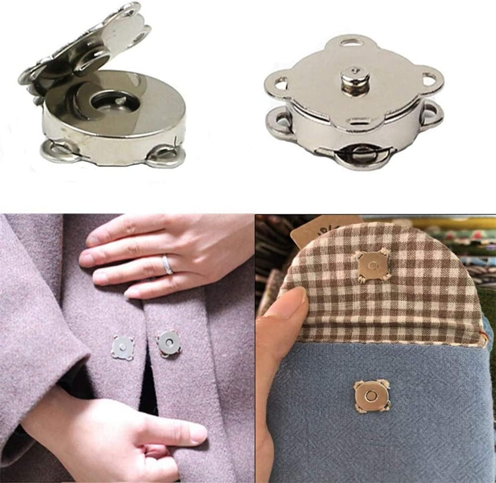 Magnetic Snaps Buttons Plum Magnetic Snap Closures for Purses Bags Clothes Handbags Scrapbooking,Magnetic Purse Closure Fasteners,Sewing on Magnetic Snaps for DIY Craft (15mm) (Silver) - Image 3