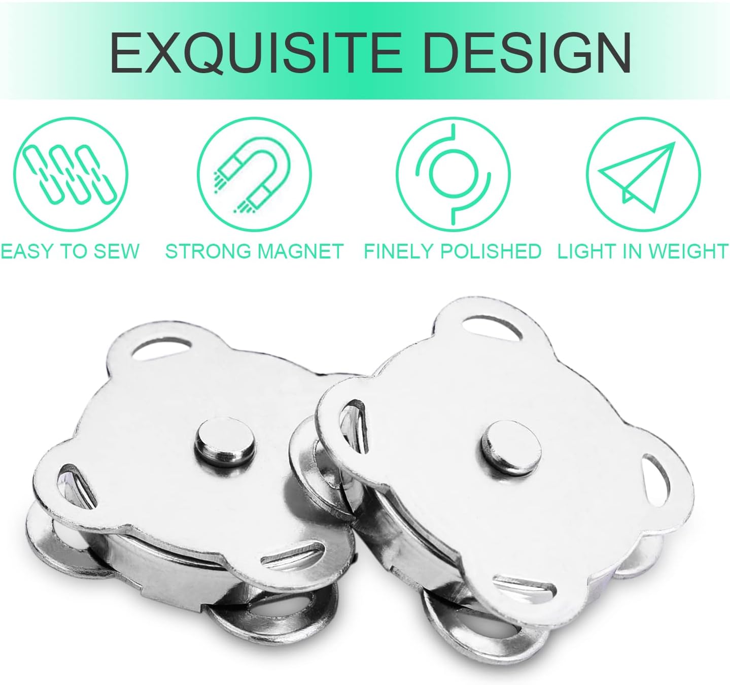 Magnetic Snaps Buttons Plum Magnetic Snap Closures for Purses Bags Clothes Handbags Scrapbooking,Magnetic Purse Closure Fasteners,Sewing on Magnetic Snaps for DIY Craft (15mm) (Silver) - Image 5
