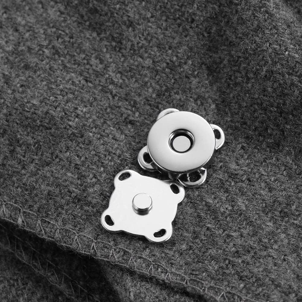 Magnetic Snaps Buttons Plum Magnetic Snap Closures for Purses Bags Clothes Handbags Scrapbooking,Magnetic Purse Closure Fasteners,Sewing on Magnetic Snaps for DIY Craft (15mm) (Silver) - Image 7