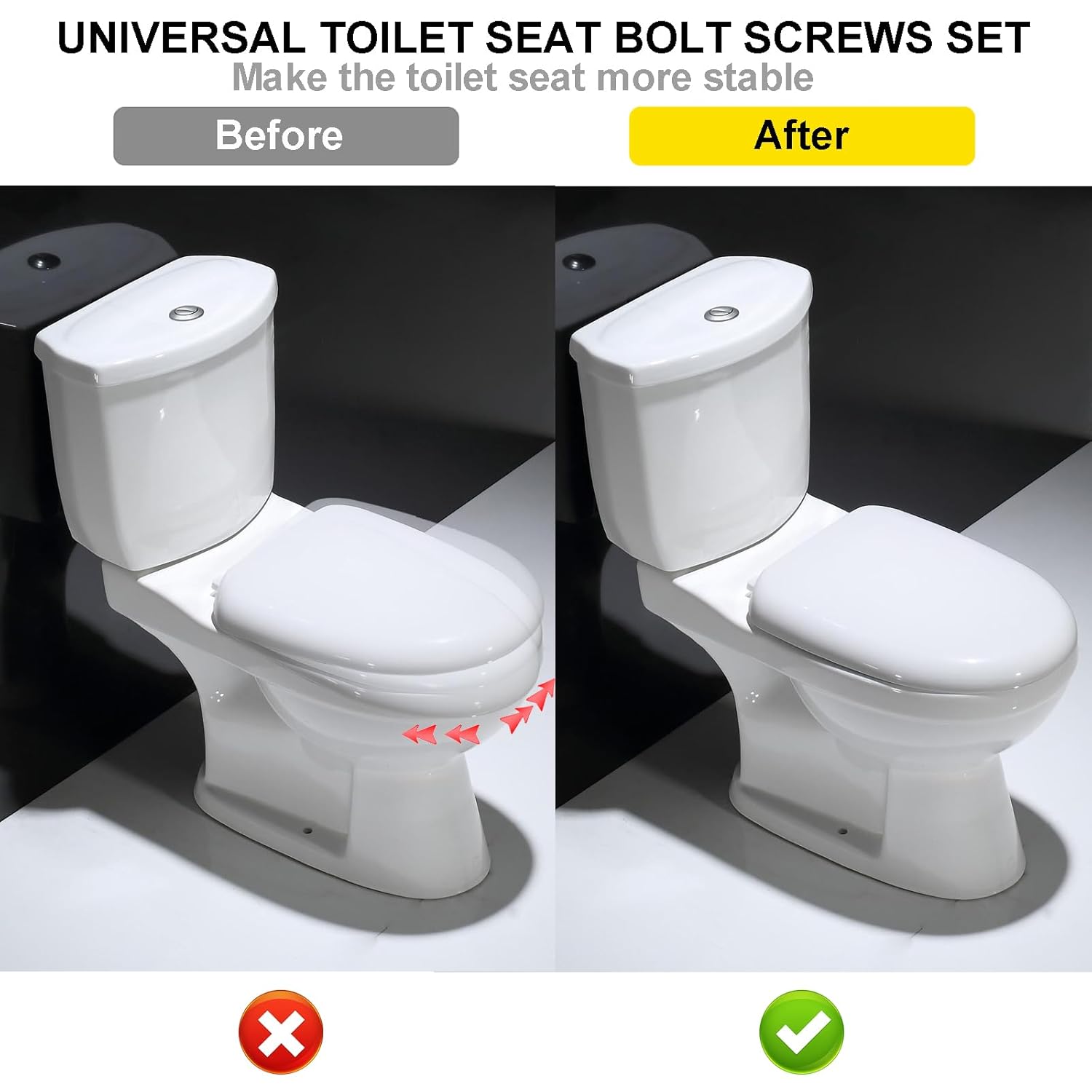 2 PCS Toilet Seat Screws Replacement Kit, Heavy Duty Toilet Seat Fastener with Plastic Nut and Metal and Rubber Washers, Universal Toilet Seat Bolt and Screw Set for Top Mount Toilet Seat Hinge - Image 6