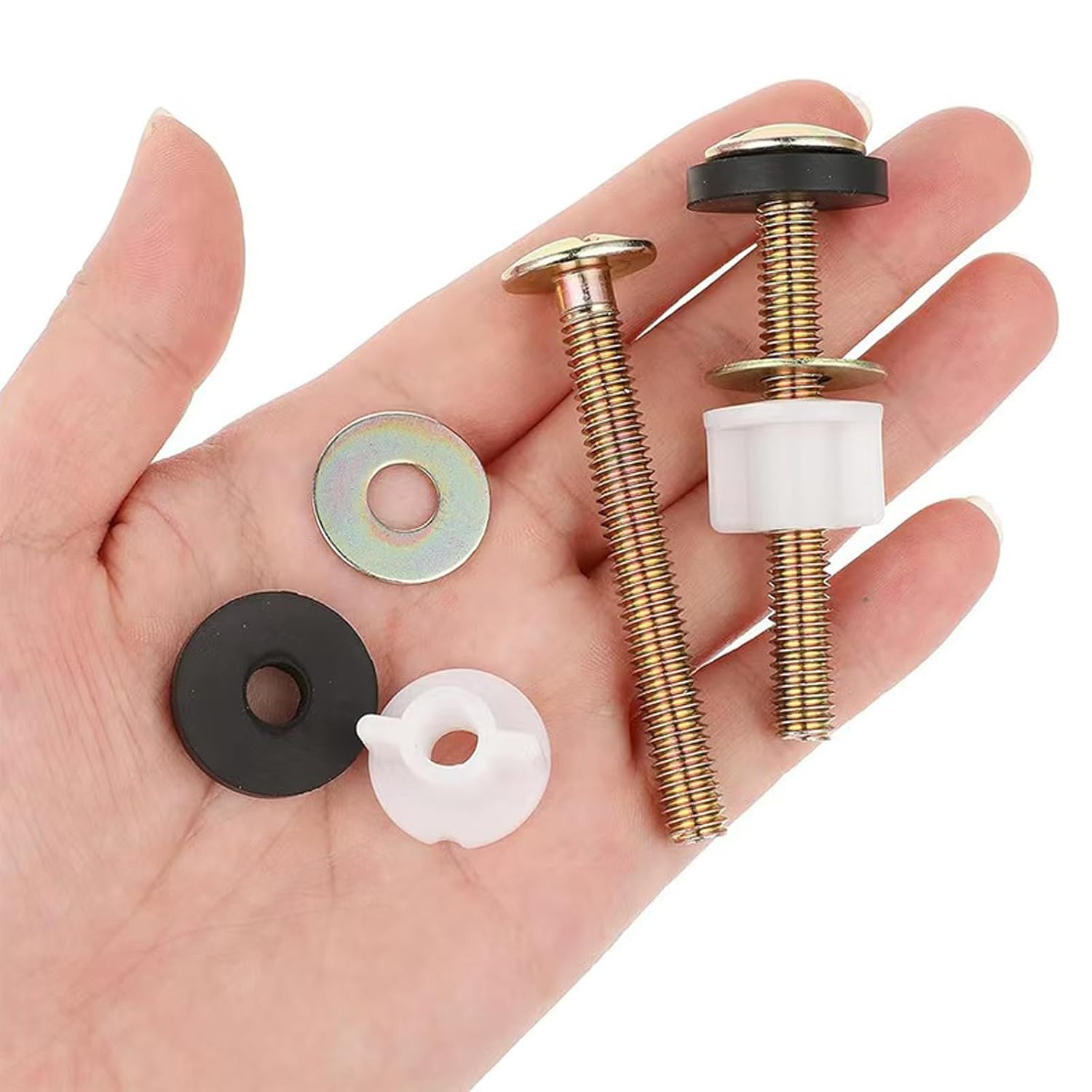 2 PCS Toilet Seat Screws Replacement Kit, Heavy Duty Toilet Seat Fastener with Plastic Nut and Metal and Rubber Washers, Universal Toilet Seat Bolt and Screw Set for Top Mount Toilet Seat Hinge - Image 7