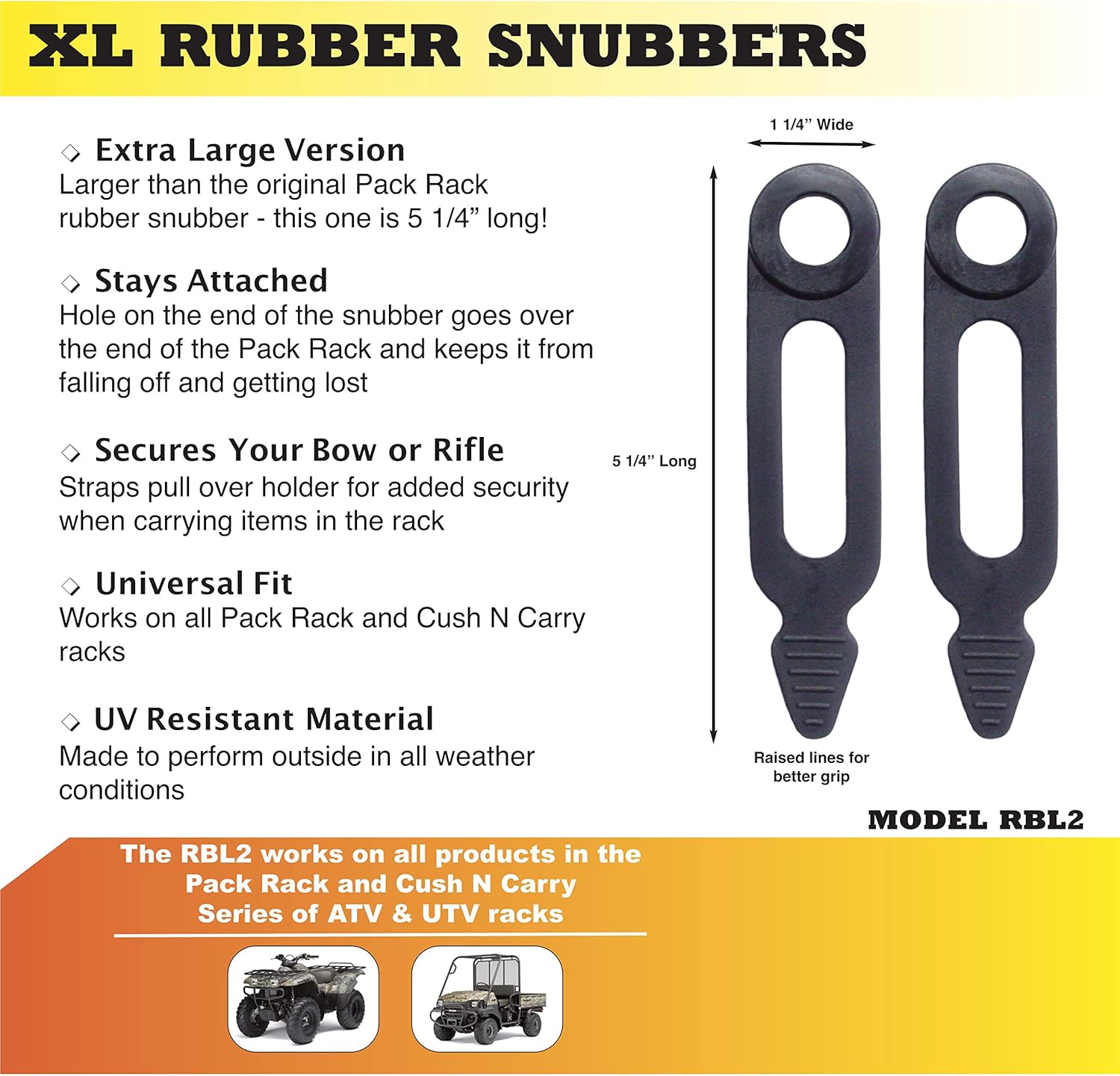 Extra Rubber Snubbers Straps for Pack Rack Series ATV Gun & Bow Rack - Model RBL2 - Image 2