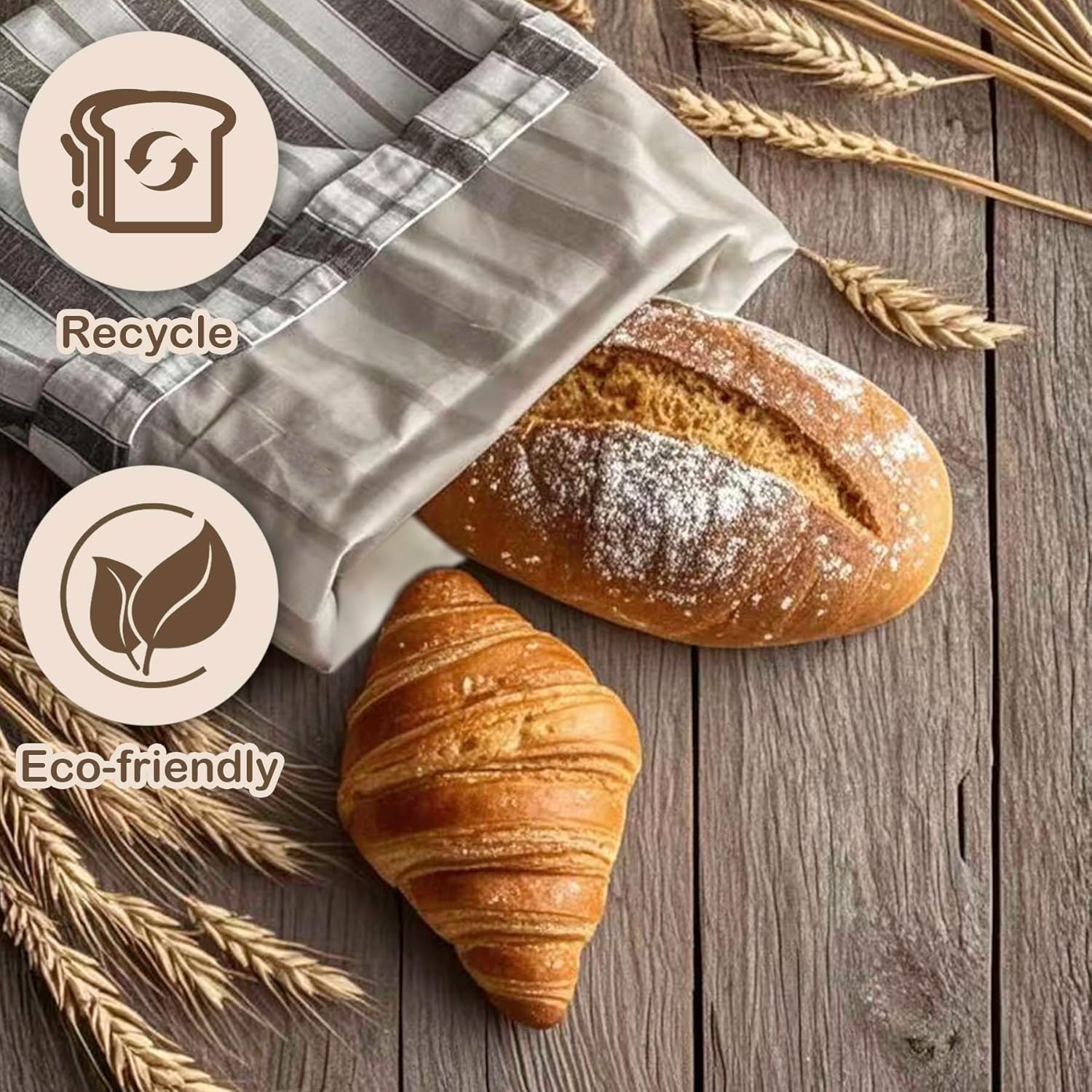 Premium Bread Bags for Homemade Loaves, XL Reusable Linen with Plastic Lining, Equipped with Convenient Drawstring for Ultimate Freshness, BPA-Free, Ideal for Sourdough & Artisan Breads, 1 PCS - Image 2