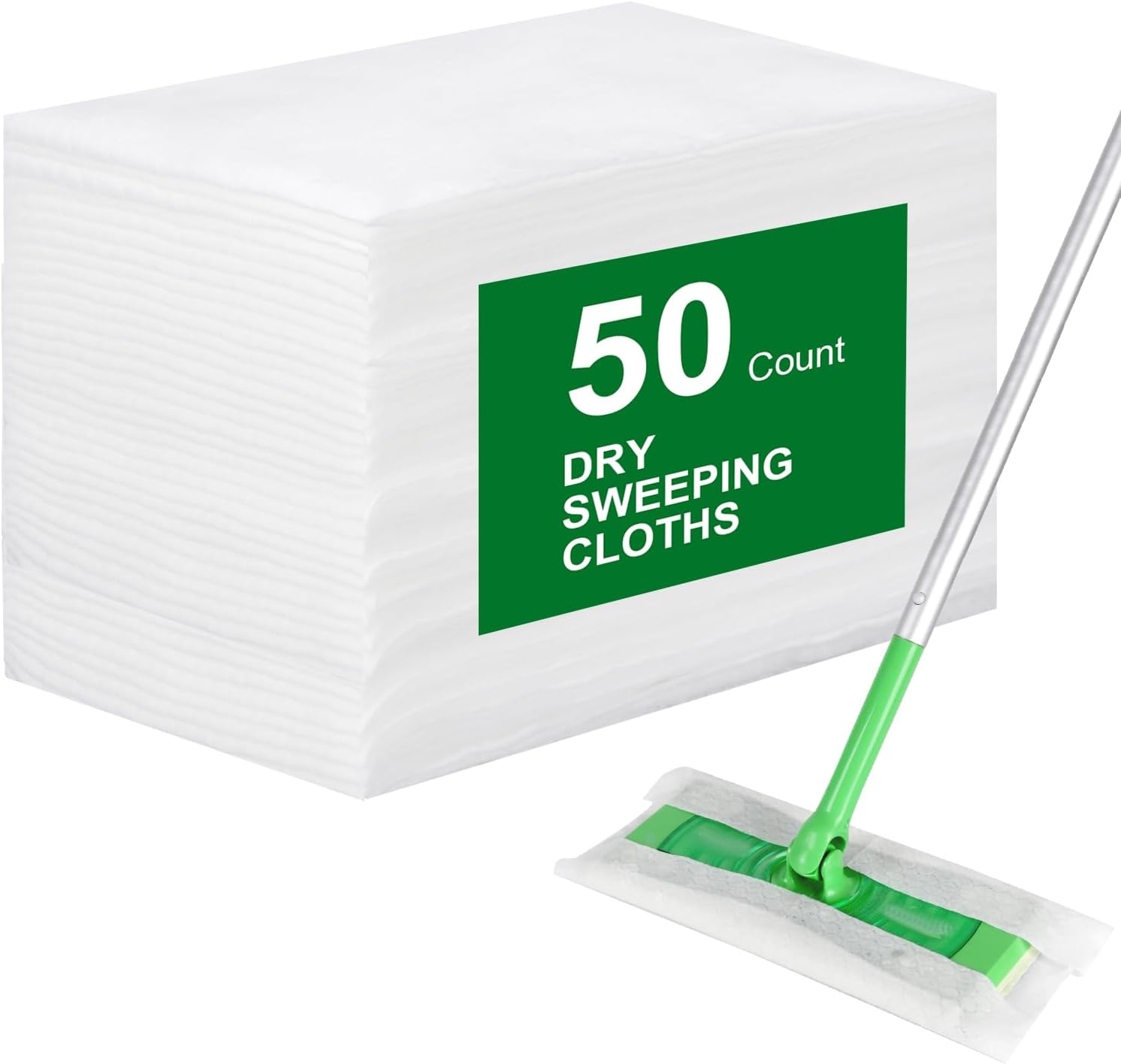 Dry Sweeping Cloths for Swiffer Sweeper Mop - 50 Count Disposable Dry Mop Refills Pad for Floor Mopping & Cleaning - Hardwood Floor Mop Cleaner Cloth Refill, Unscented (Mop is not Included) - Image 1
