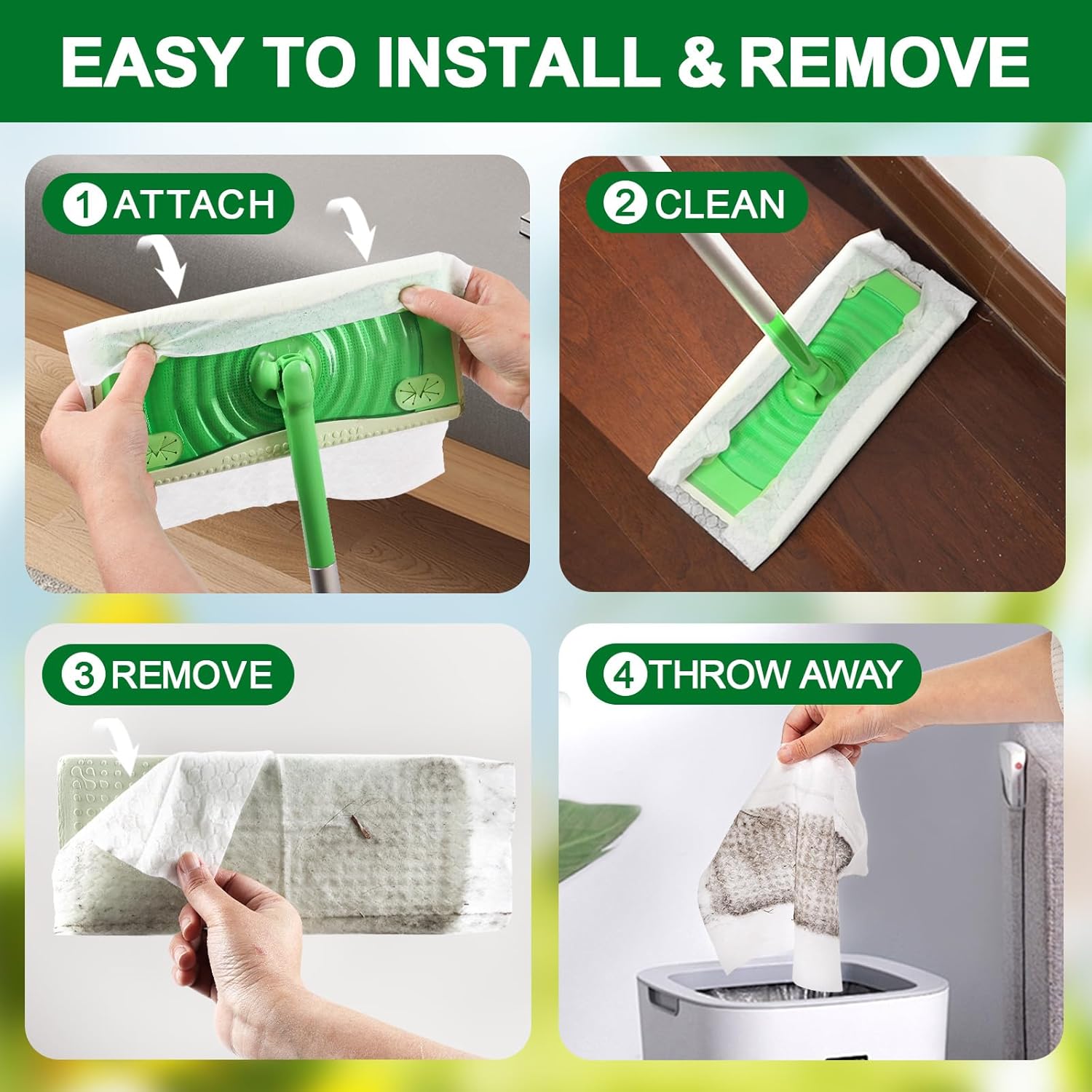 Dry Sweeping Cloths for Swiffer Sweeper Mop - 50 Count Disposable Dry Mop Refills Pad for Floor Mopping & Cleaning - Hardwood Floor Mop Cleaner Cloth Refill, Unscented (Mop is not Included) - Image 3