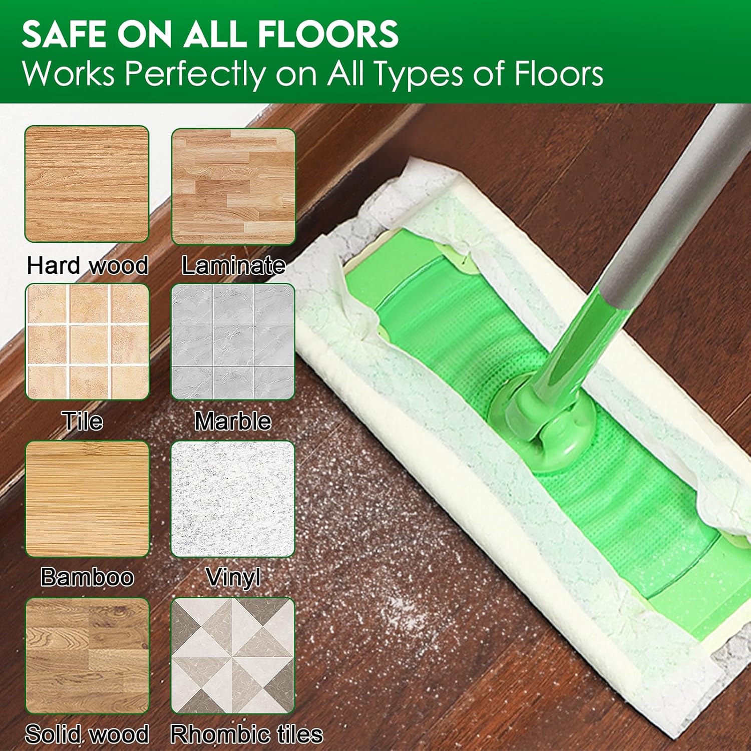 Dry Sweeping Cloths for Swiffer Sweeper Mop - 50 Count Disposable Dry Mop Refills Pad for Floor Mopping & Cleaning - Hardwood Floor Mop Cleaner Cloth Refill, Unscented (Mop is not Included) - Image 5