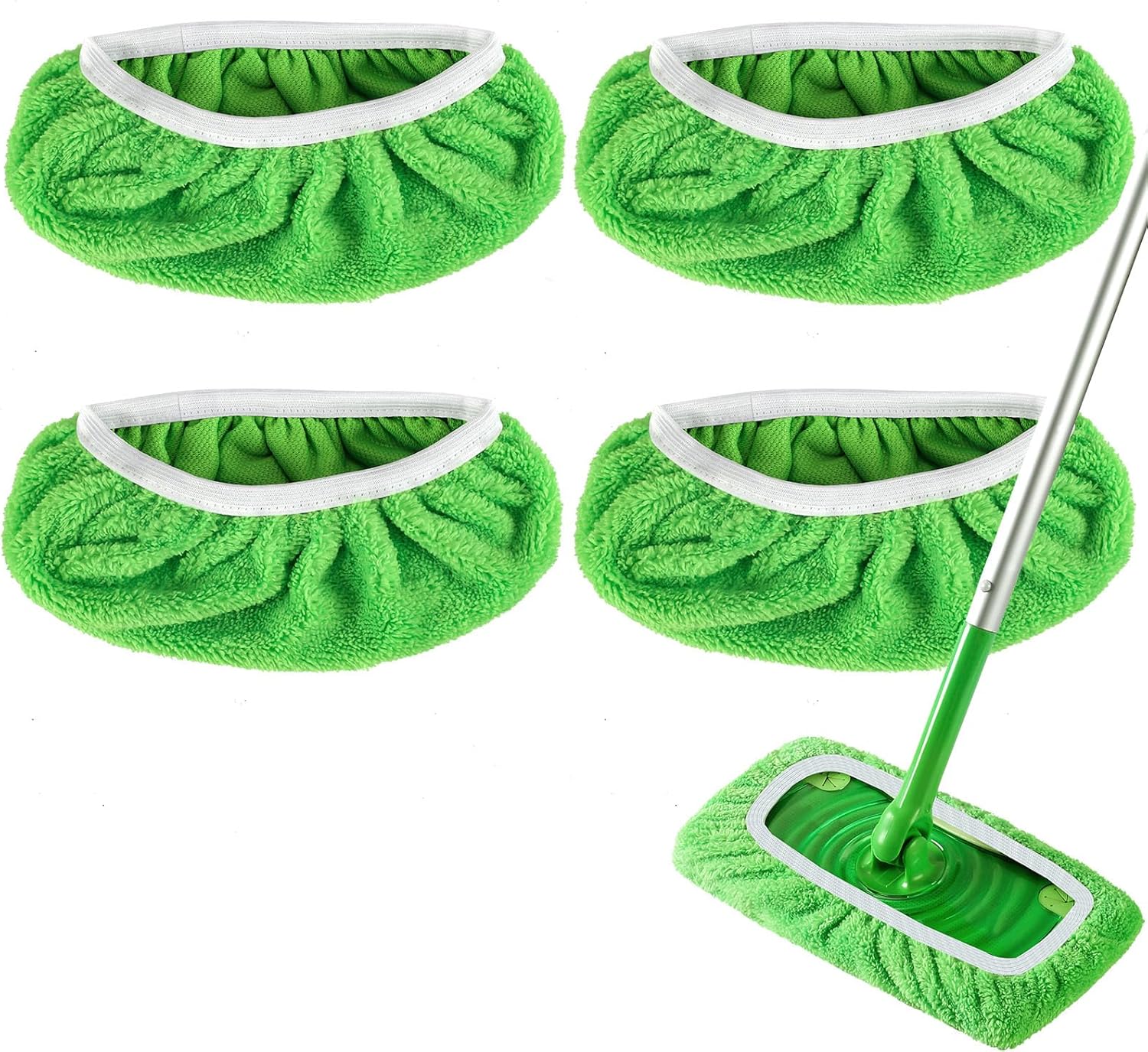Reusable Microfiber Mop Pads for Swiffer Sweeper Mop - Dry Sweeping Cloths & Wet Mopping Cloths for Household Cleaning - Washable Wet Pads for Mopping Floors - 4 Pack (Mop is not Included) - Image 1
