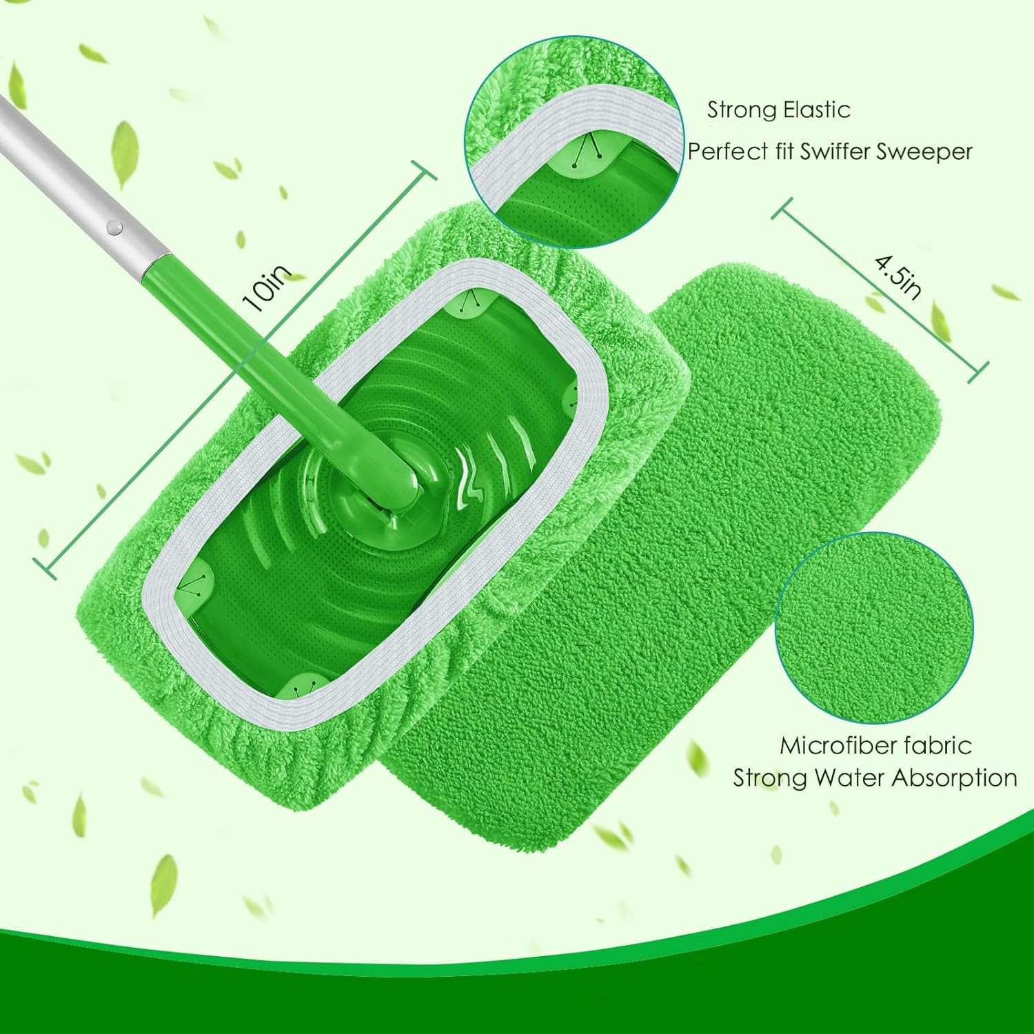 Reusable Microfiber Mop Pads for Swiffer Sweeper Mop - Dry Sweeping Cloths & Wet Mopping Cloths for Household Cleaning - Washable Wet Pads for Mopping Floors - 4 Pack (Mop is not Included) - Image 3