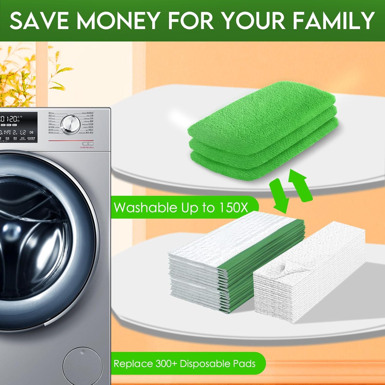 Reusable Microfiber Mop Pads for Swiffer Sweeper Mop - Dry Sweeping Cloths & Wet Mopping Cloths for Household Cleaning - Washable Wet Pads for Mopping Floors - 4 Pack (Mop is not Included) - Image 4