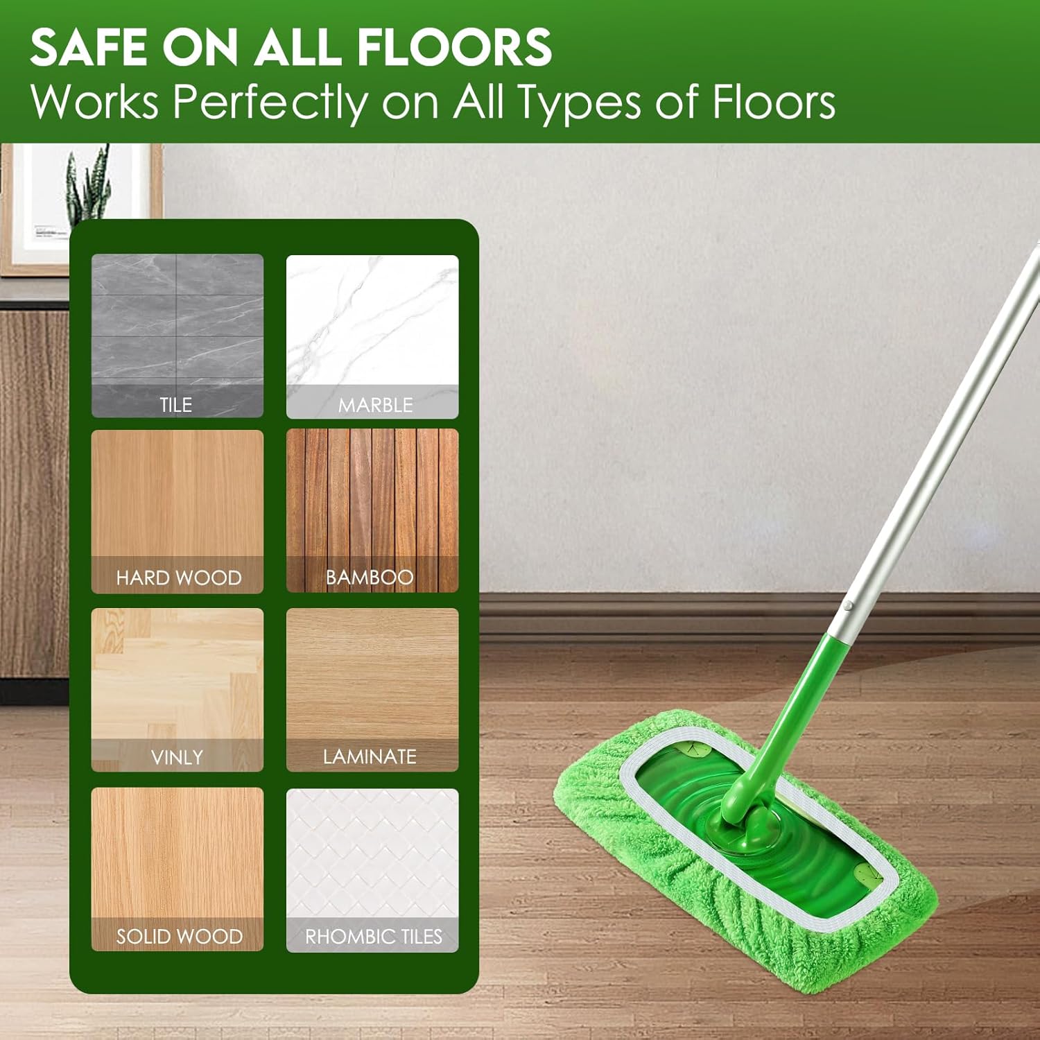 Reusable Microfiber Mop Pads for Swiffer Sweeper Mop - Dry Sweeping Cloths & Wet Mopping Cloths for Household Cleaning - Washable Wet Pads for Mopping Floors - 4 Pack (Mop is not Included) - Image 5