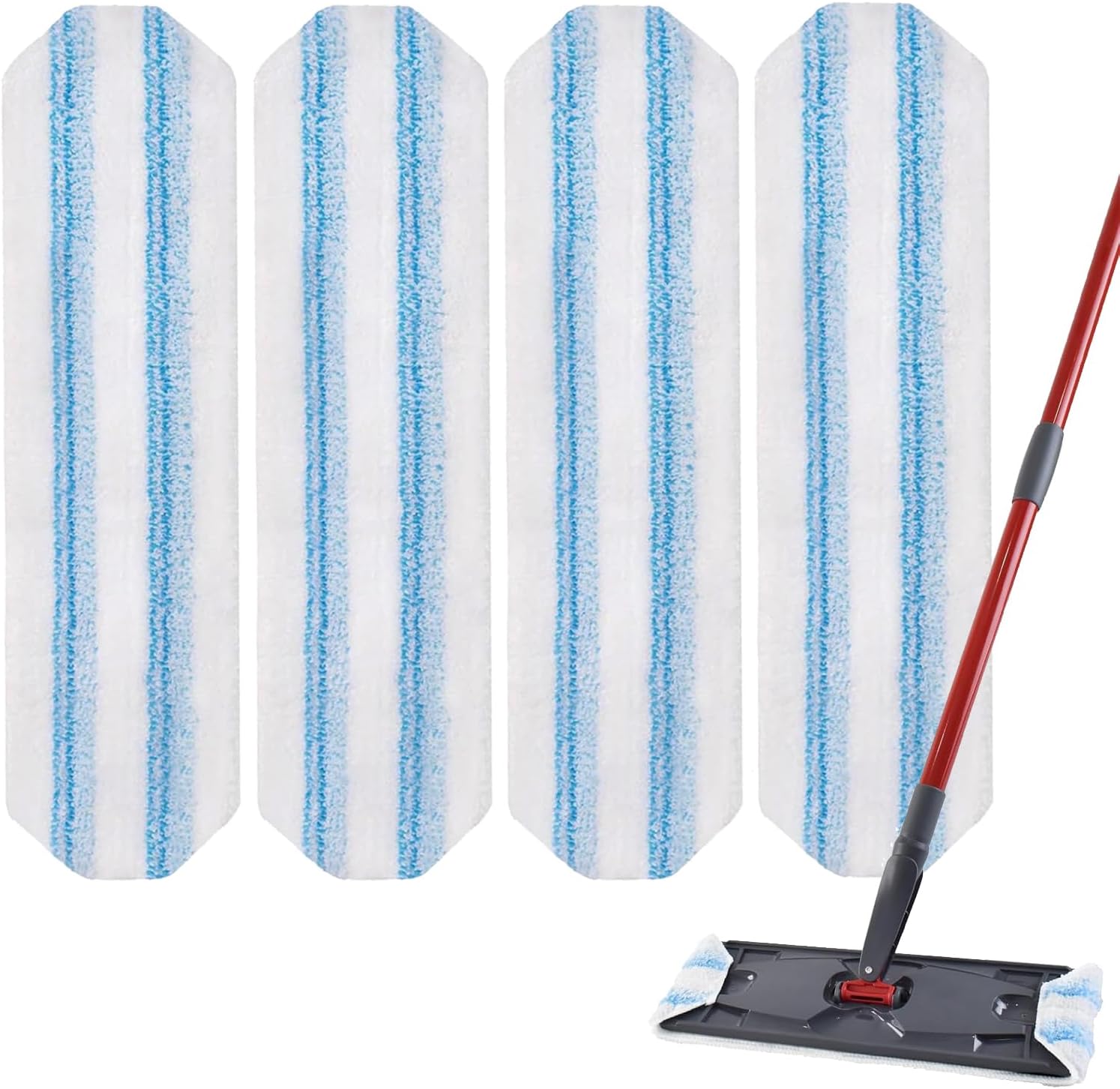H2prO Mop Pads Replacements Compatible with Flat Mop System, Replace Mop Heads for Mop, Machine Washable Reusable Microfiber Pad Refills for Floor Cleaning (4 Pack) - Image 1