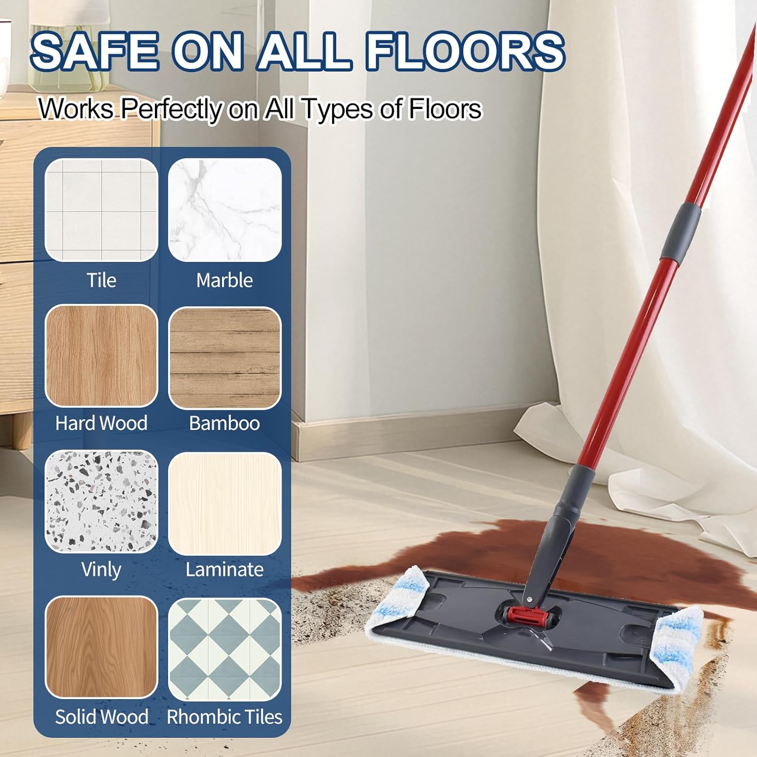 H2prO Mop Pads Replacements Compatible with Flat Mop System, Replace Mop Heads for Mop, Machine Washable Reusable Microfiber Pad Refills for Floor Cleaning (4 Pack) - Image 4