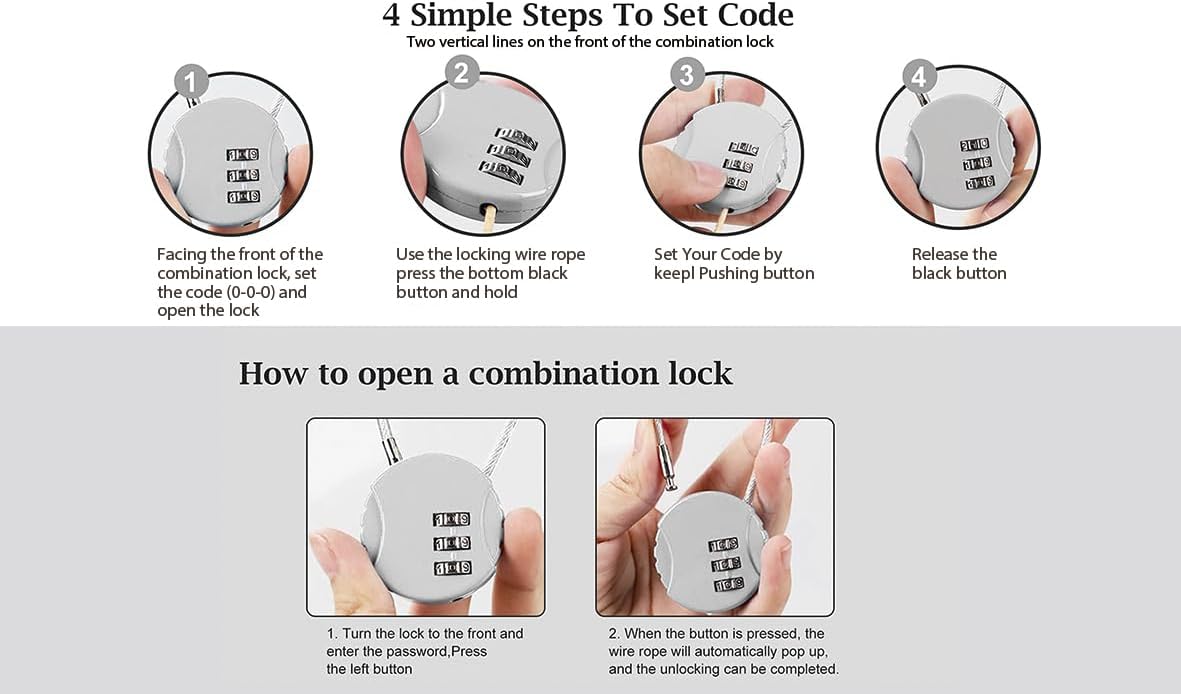 4 Pack Combination Padlock 3 Digit Luggage Lock Suitcase Lock, Outdoor Combination Lock Waterproof Small Lock for School, Gym Locker, Travel Bag (Multicolor) - Image 2