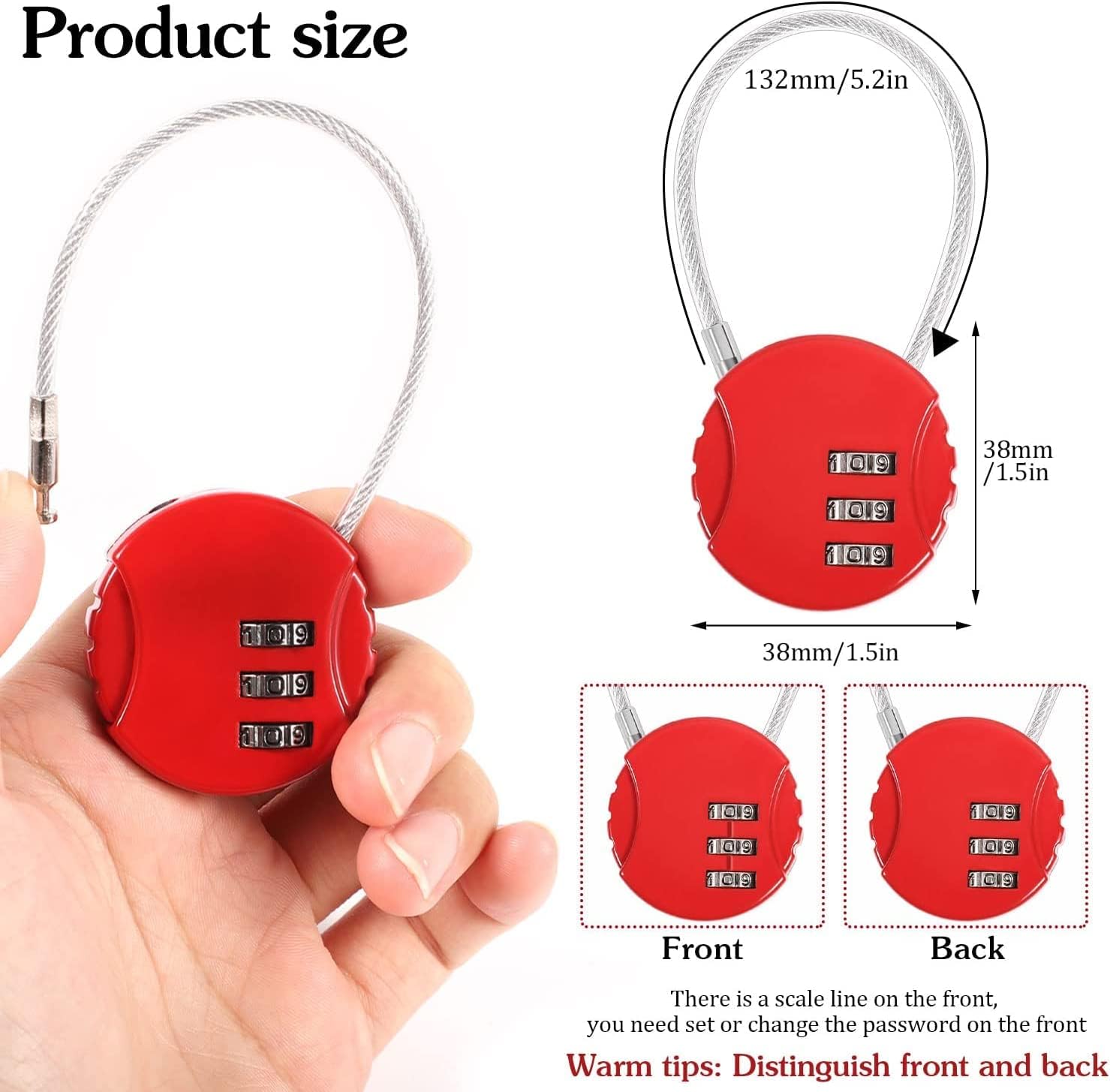4 Pack Combination Padlock 3 Digit Luggage Lock Suitcase Lock, Outdoor Combination Lock Waterproof Small Lock for School, Gym Locker, Travel Bag (Multicolor) - Image 3