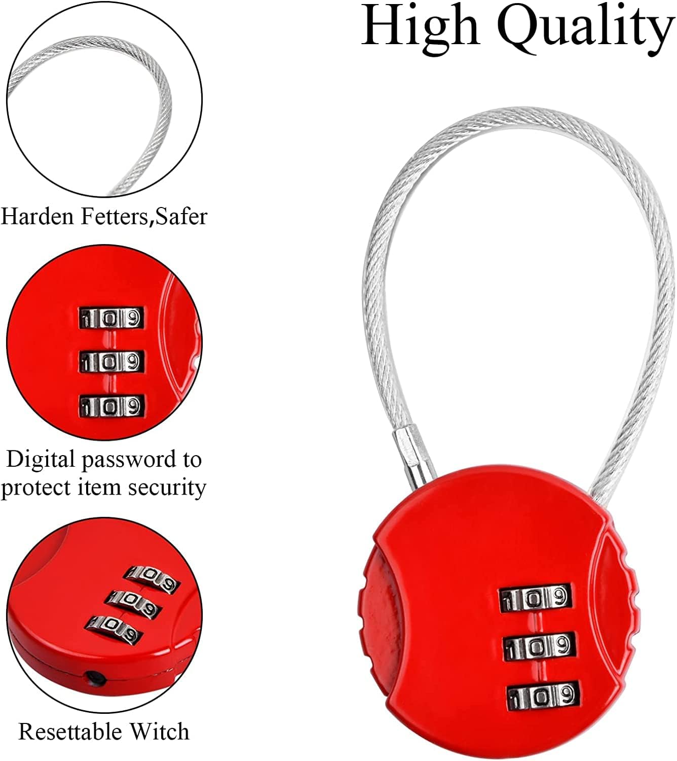 4 Pack Combination Padlock 3 Digit Luggage Lock Suitcase Lock, Outdoor Combination Lock Waterproof Small Lock for School, Gym Locker, Travel Bag (Multicolor) - Image 4