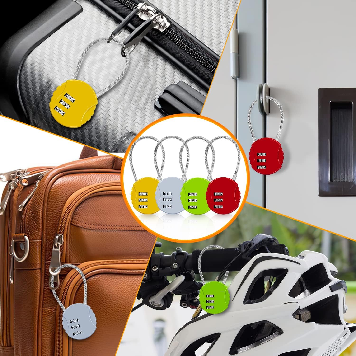 4 Pack Combination Padlock 3 Digit Luggage Lock Suitcase Lock, Outdoor Combination Lock Waterproof Small Lock for School, Gym Locker, Travel Bag (Multicolor) - Image 6