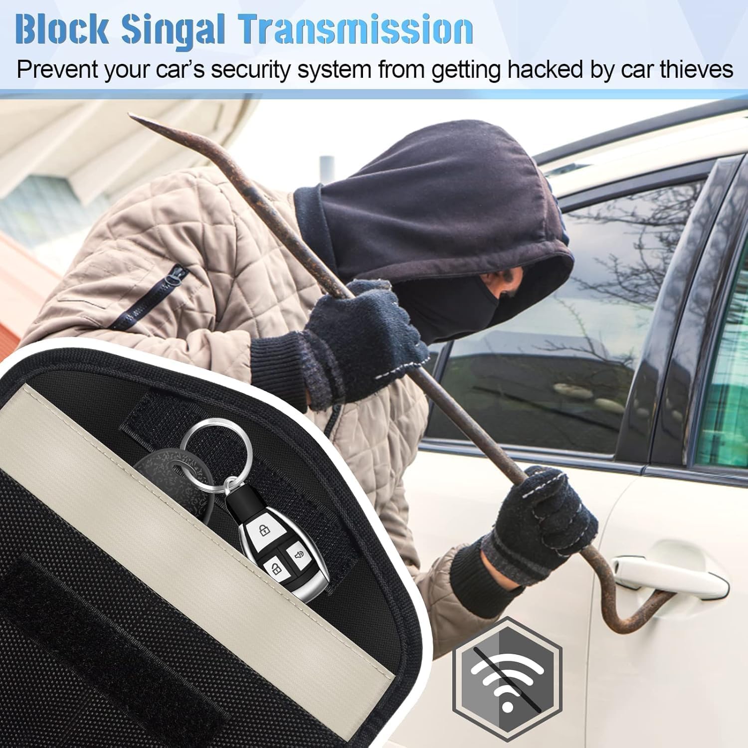 2 Pack Faraday Bag for Cell Phones and Car Key, Signal Blocker Pouch, Anti-Tracking, RFID Signal Blocking, Fire Retardant, Waterproof Faraday Pouch for Privacy, Anti-Hacking Case Blocker - Image 2