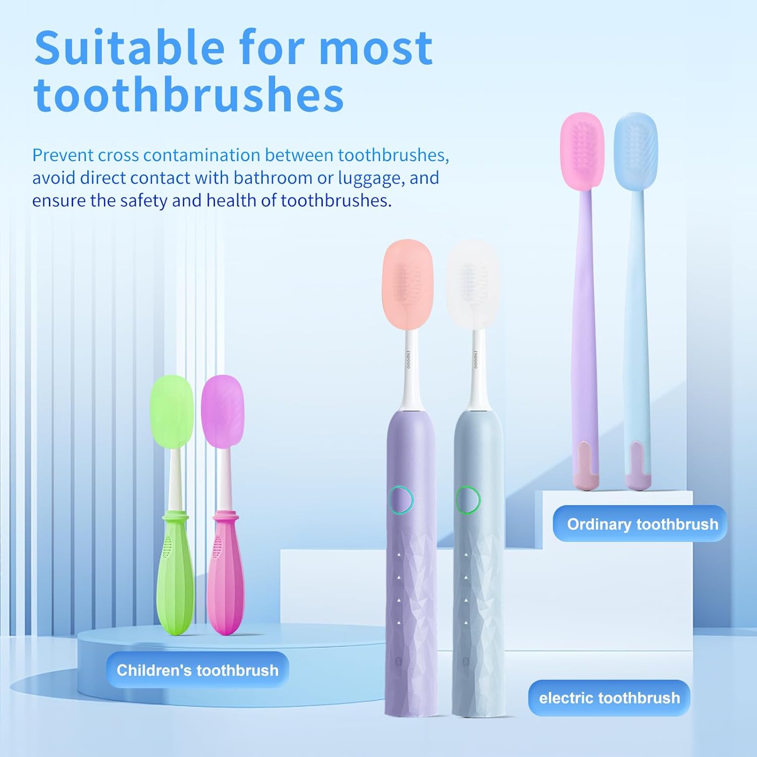 6 Pcs Toothbrush Covers Toothbrush Covers Caps，Replaceable Electric Toothbrush Head Cover Silicone Toothbrush Protector Cap for Household Travel, Bathroom, Gym，Camping - Image 2