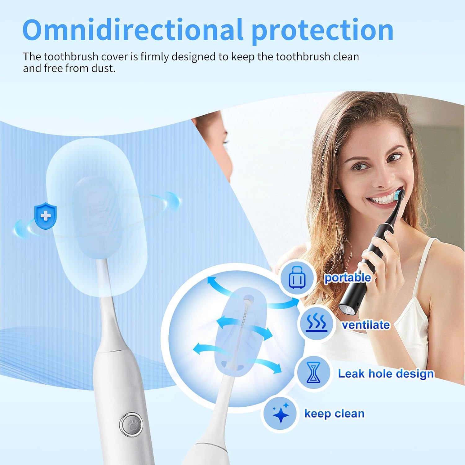 6 Pcs Toothbrush Covers Toothbrush Covers Caps，Replaceable Electric Toothbrush Head Cover Silicone Toothbrush Protector Cap for Household Travel, Bathroom, Gym，Camping - Image 3