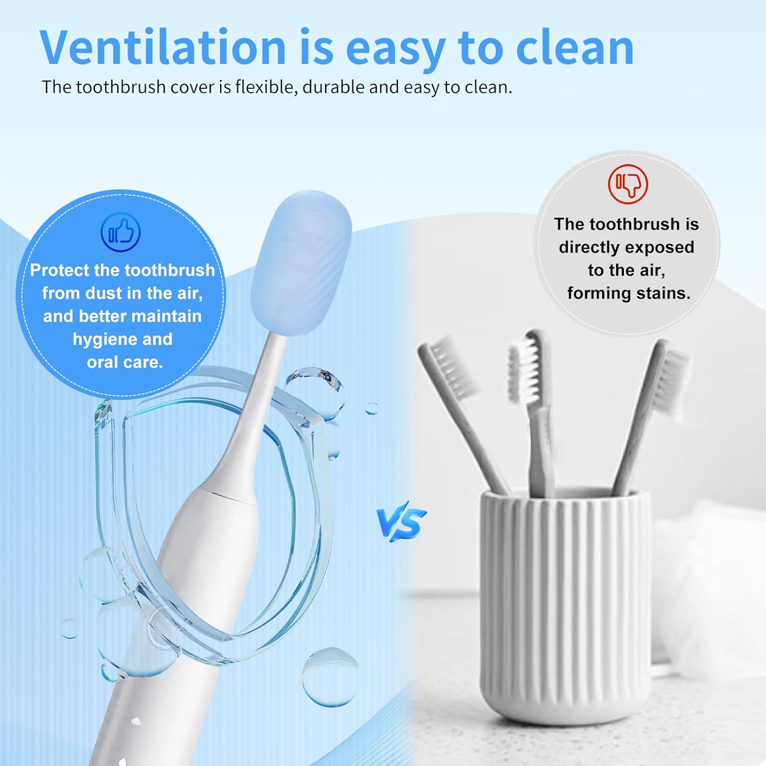 6 Pcs Toothbrush Covers Toothbrush Covers Caps，Replaceable Electric Toothbrush Head Cover Silicone Toothbrush Protector Cap for Household Travel, Bathroom, Gym，Camping - Image 5
